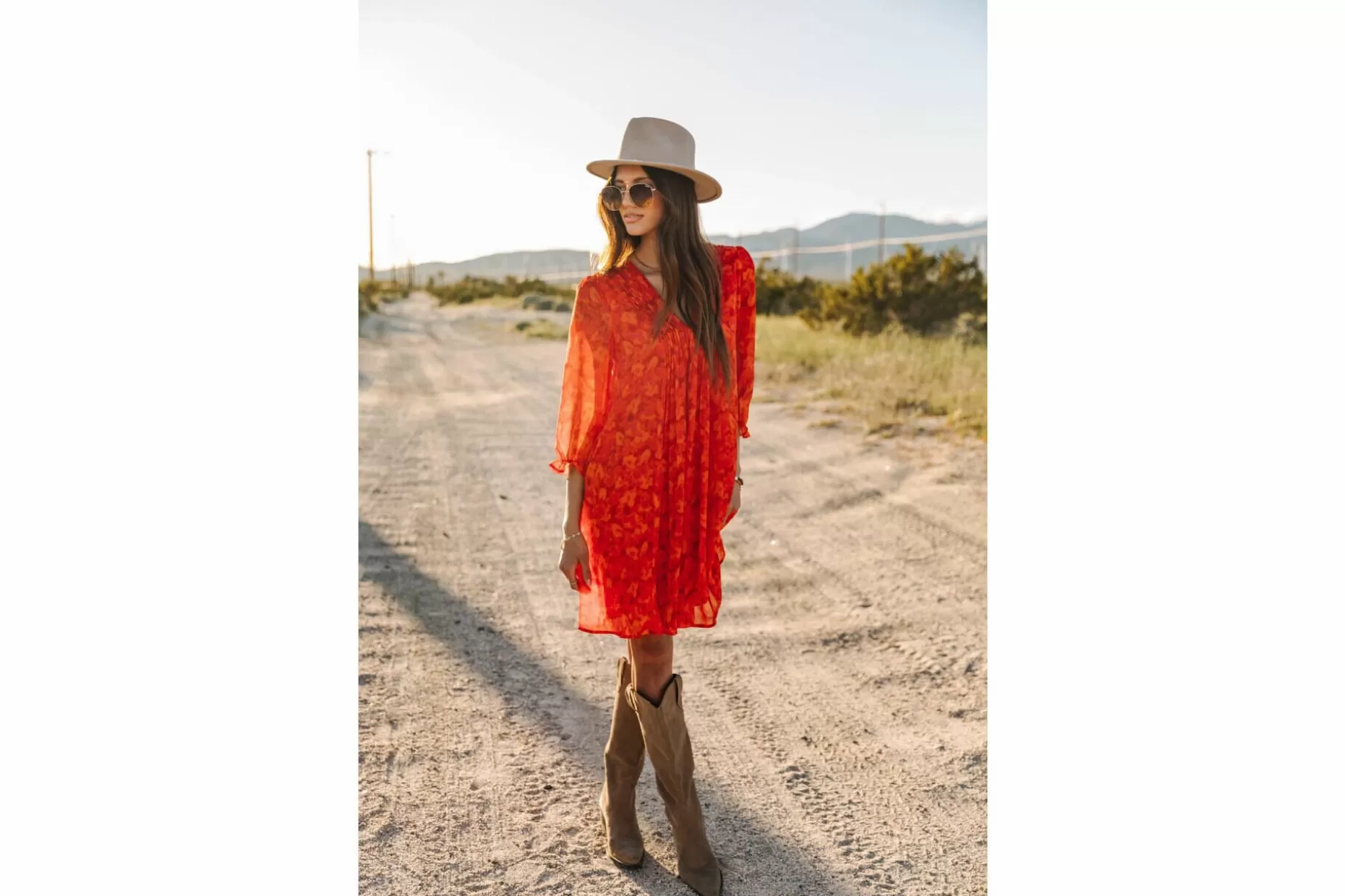 Freeman T Porter Juna Blurred Flowers Short Printed Dress Woman, Tangerine Tango Outlet