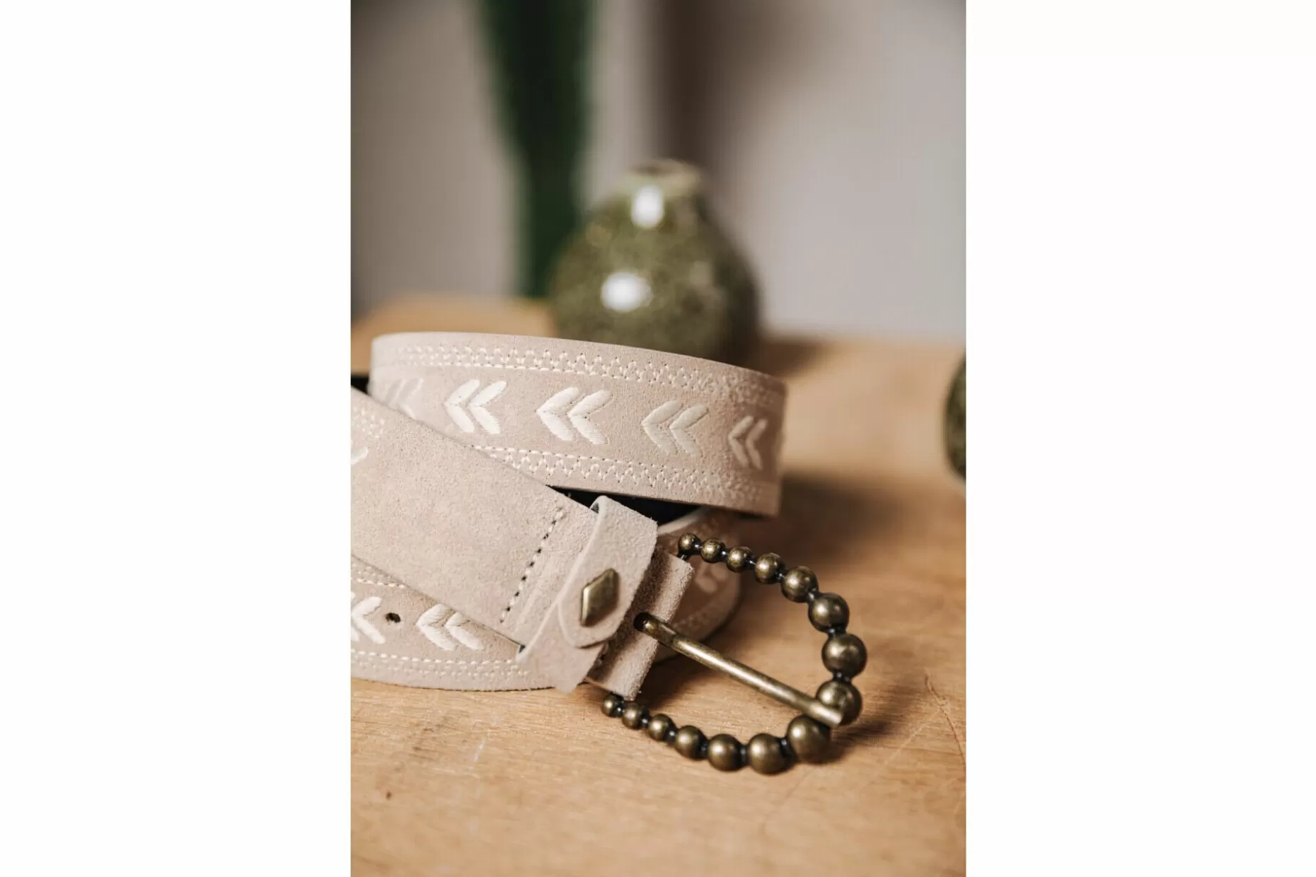 Freeman T Porter Kalani Embroidery Leather Belt Woman, Natural Cheap