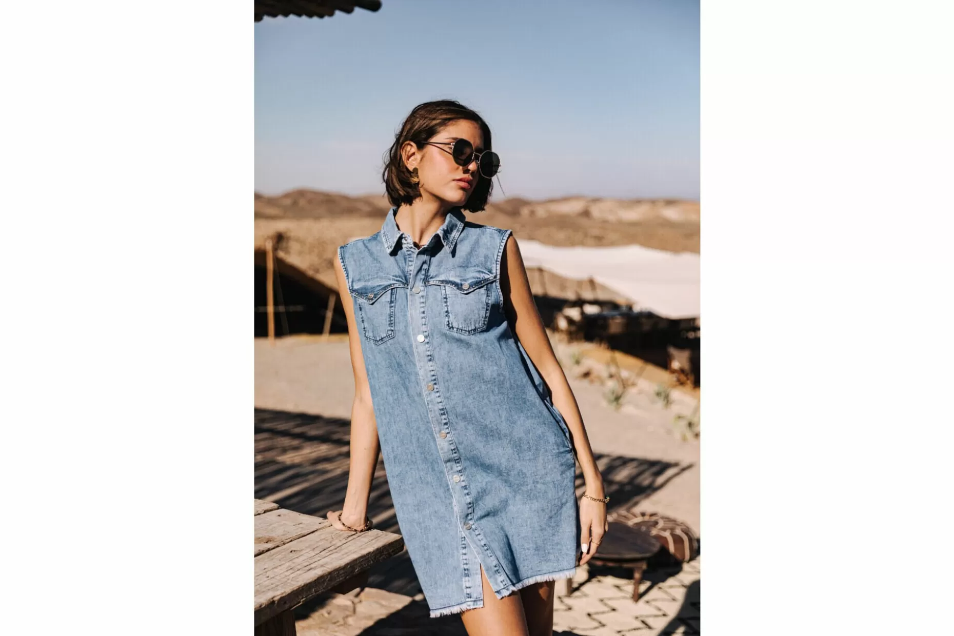 Freeman T Porter Karina Denim Short Denim Dress Woman, Manzana Light Outlet
