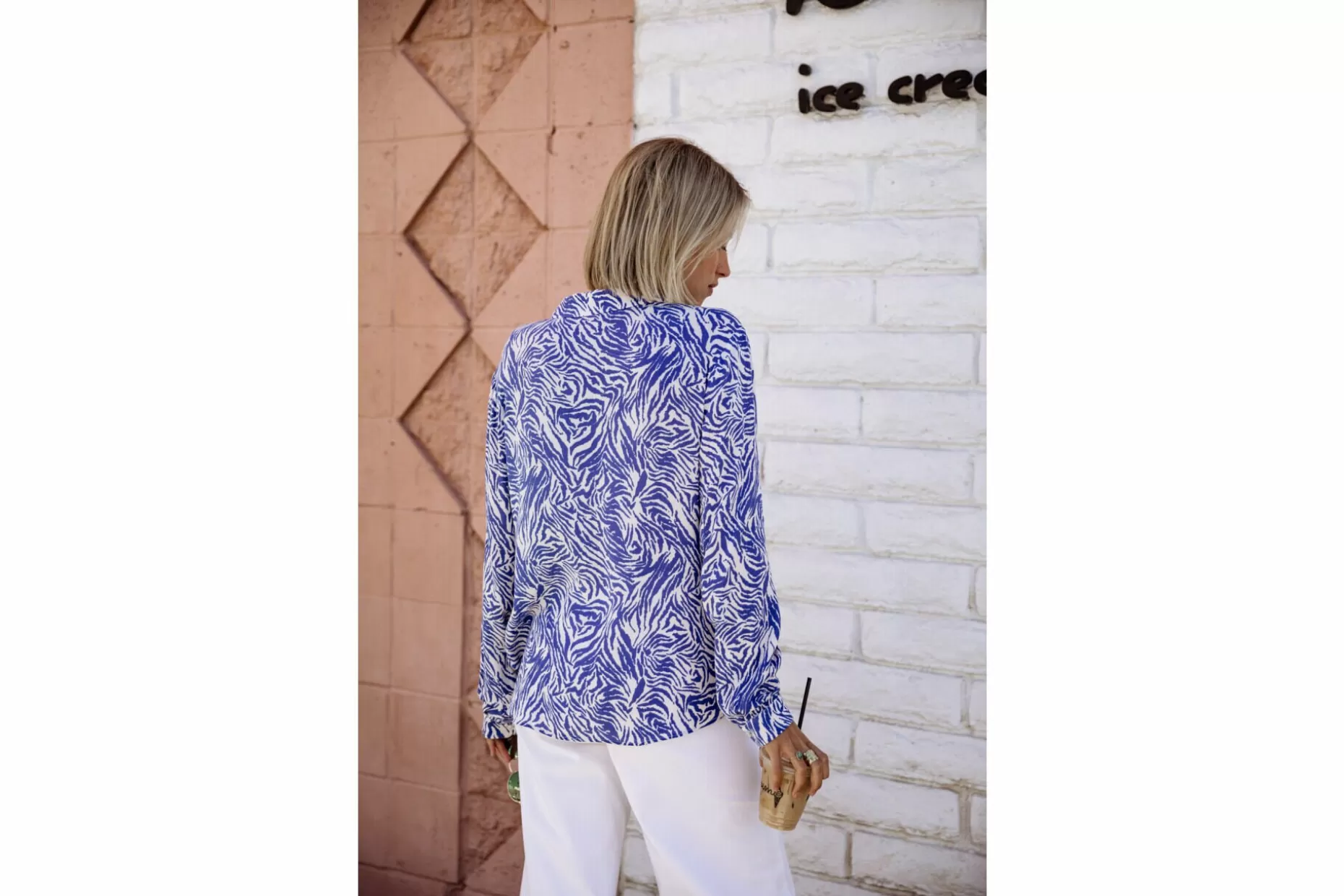 Freeman T Porter Katy Zebrure Printed Shirt Woman, Dazzling Blue Fashion