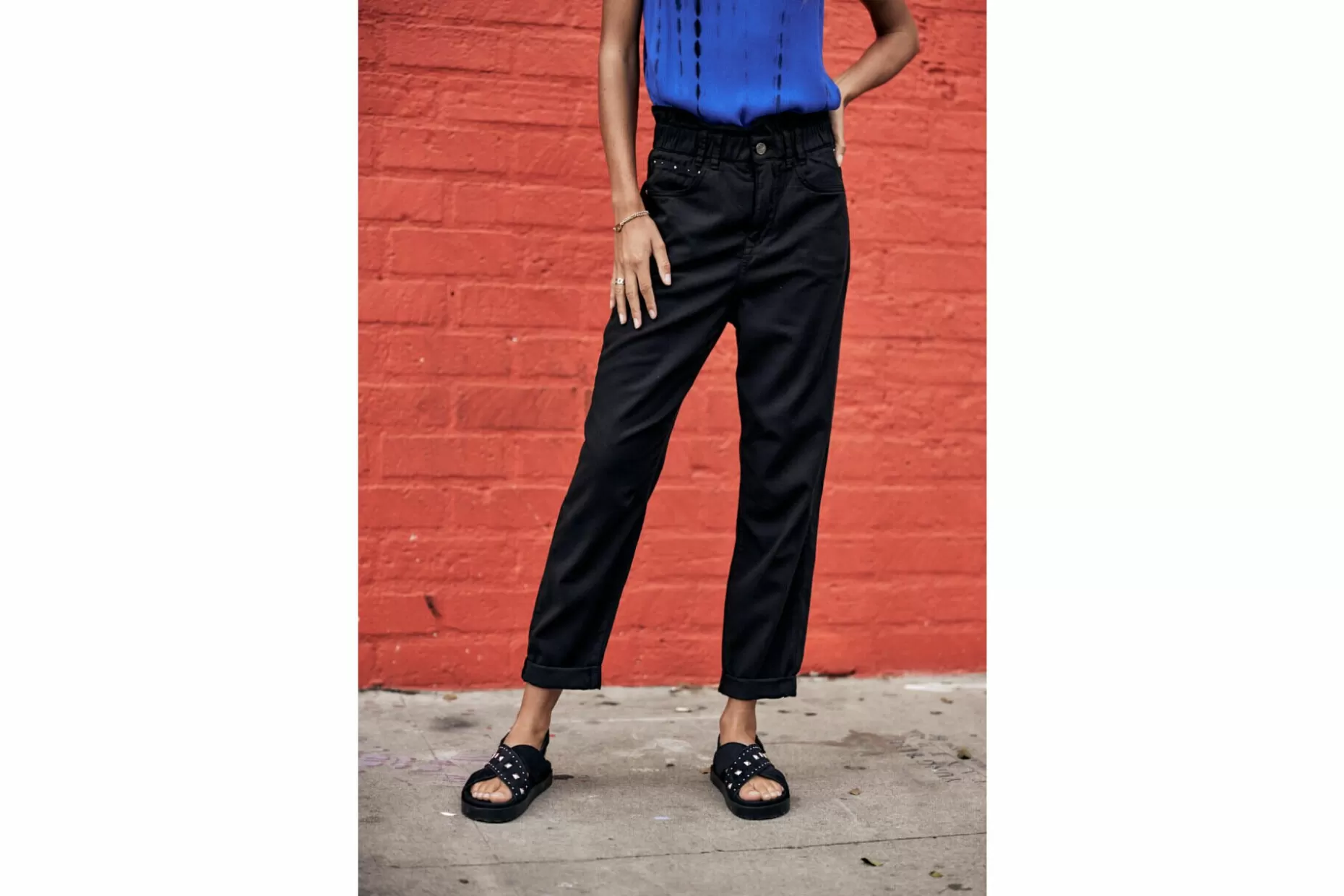 Freeman T Porter Lara Jazz Paper Bag Pants Woman, Black Outlet