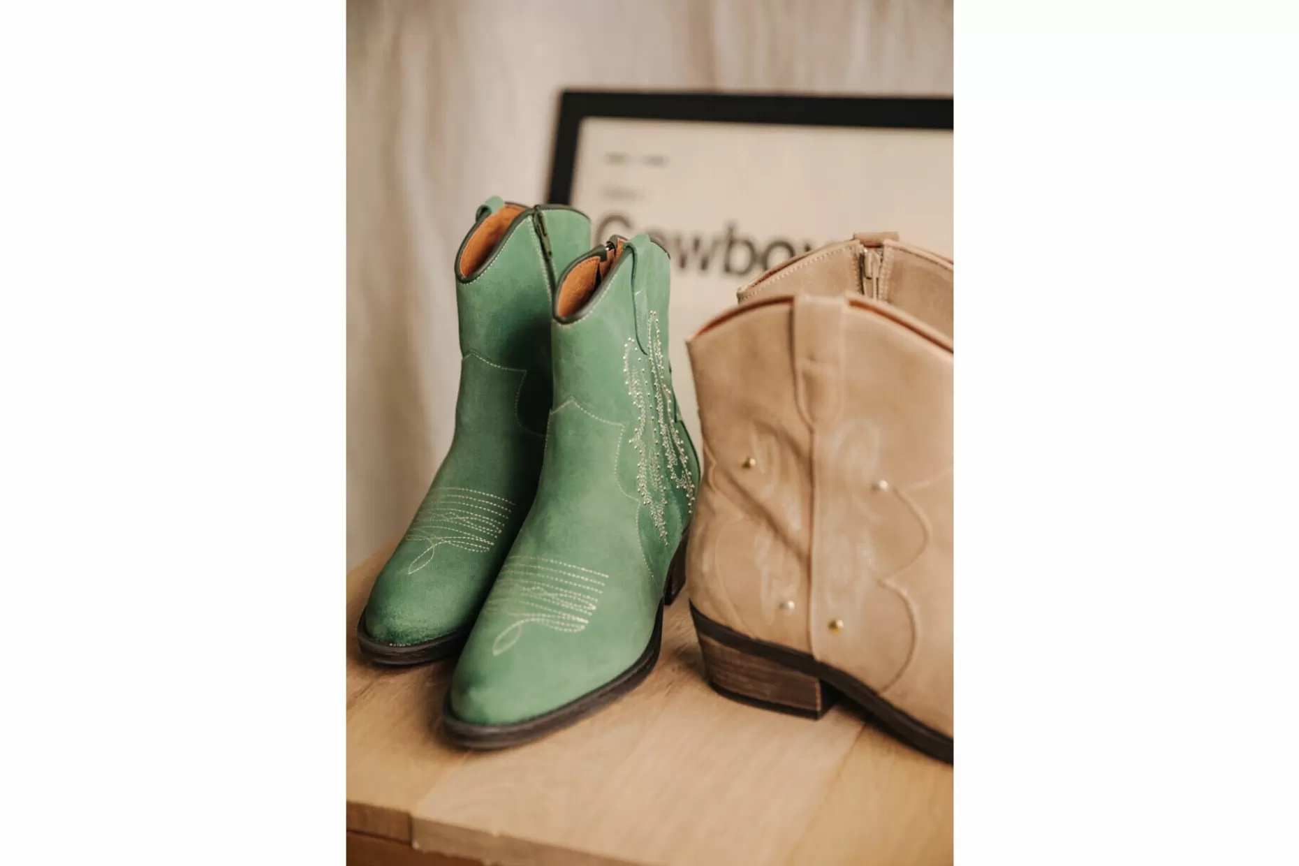 Freeman T Porter Laurene Suede Leather Boots Woman, Sage Green Shop