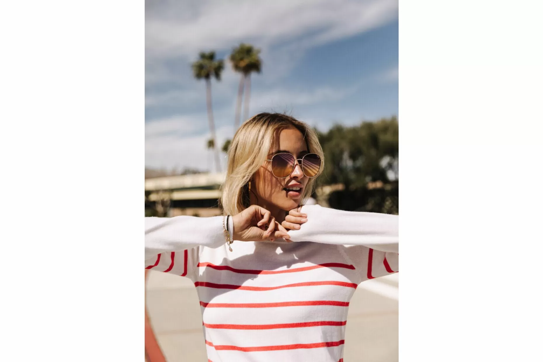 Freeman T Porter Lea Stripes Fitted Sweater Woman, Tangerine Tango Sale