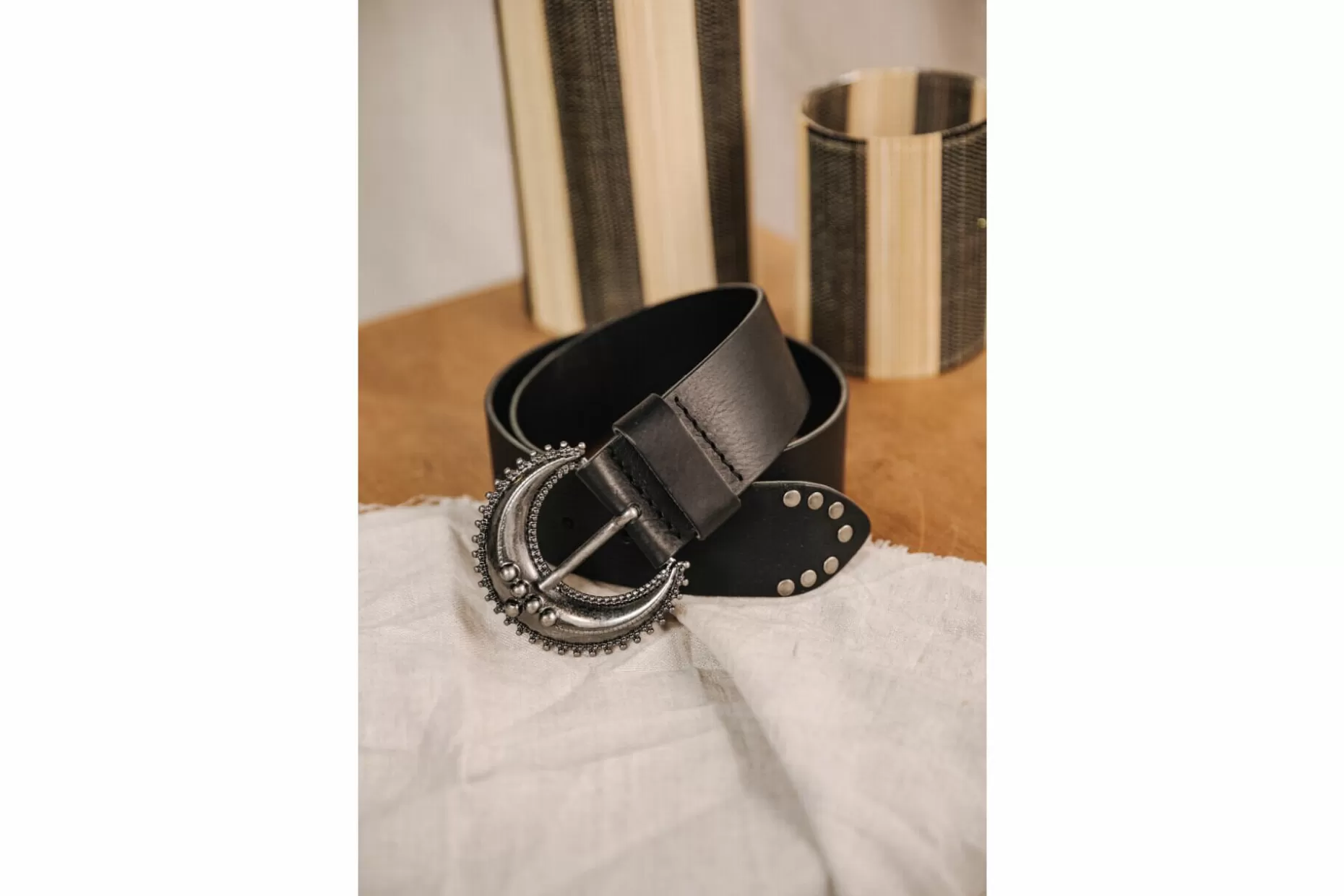 Freeman T Porter Lenya Leather Belt Woman, Black New
