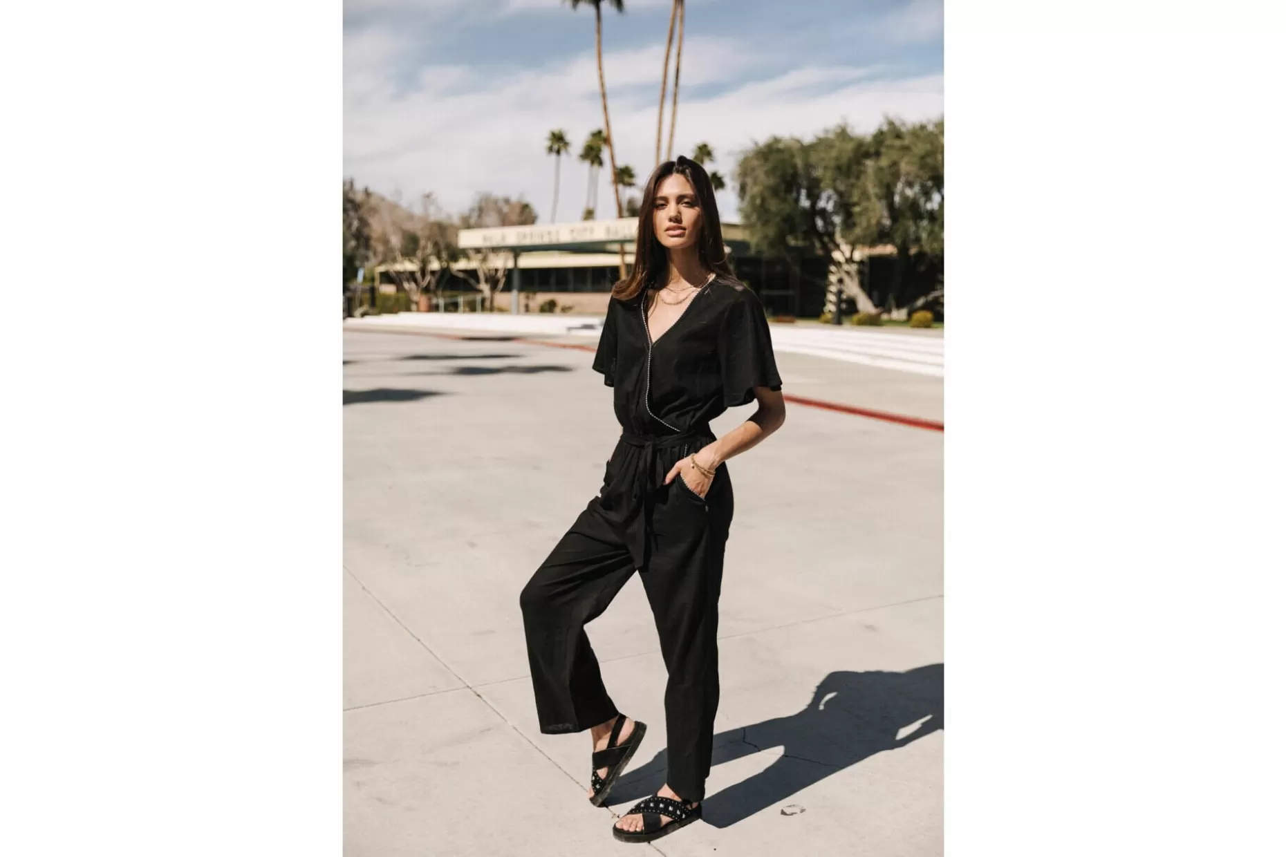 Freeman T Porter Lisanne Plain Color Relaxed-Fit Jumpsuit Woman, Black Shop