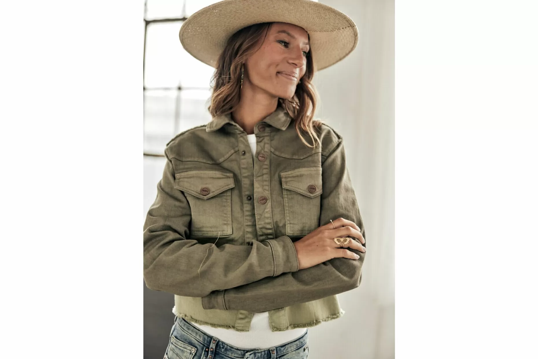Freeman T Porter Maggy California Denim Jacket Woman, Forest Night Best Sale