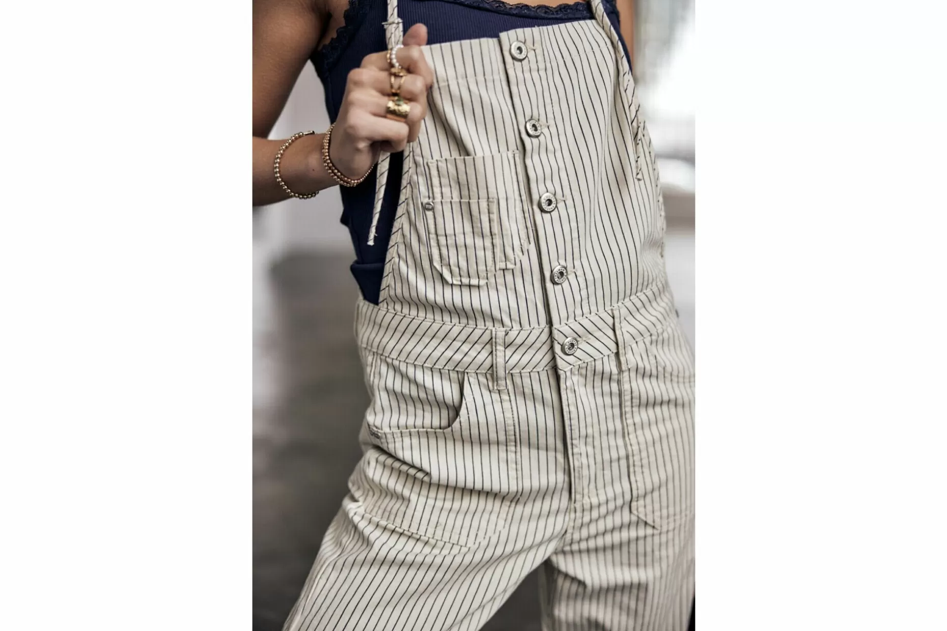 Freeman T Porter Malaury Nevada Striped Dungaree Woman, Natural Clearance