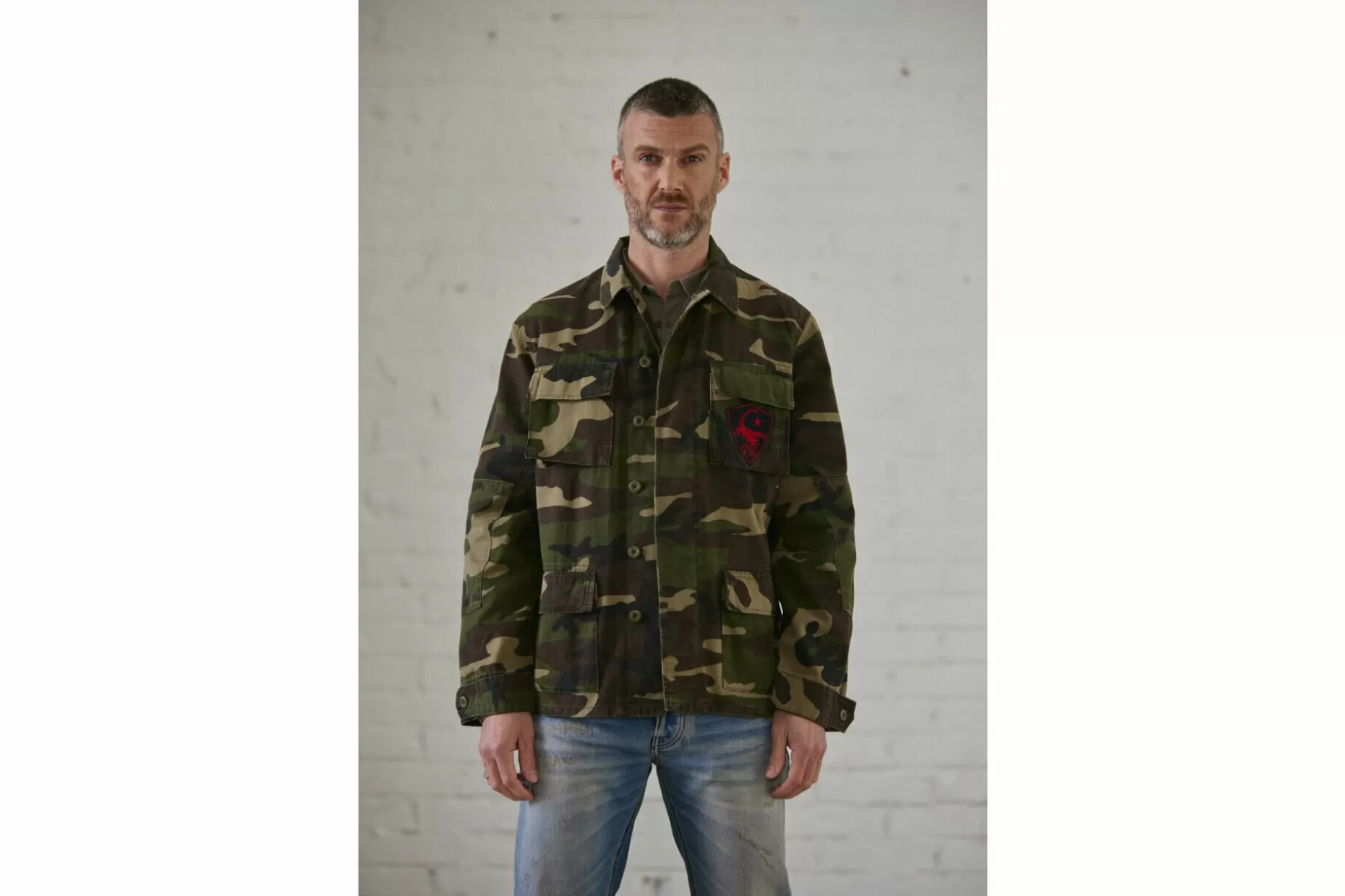 Freeman T Porter Marshal Camou Printed Jacket Man, Military Camou Hot