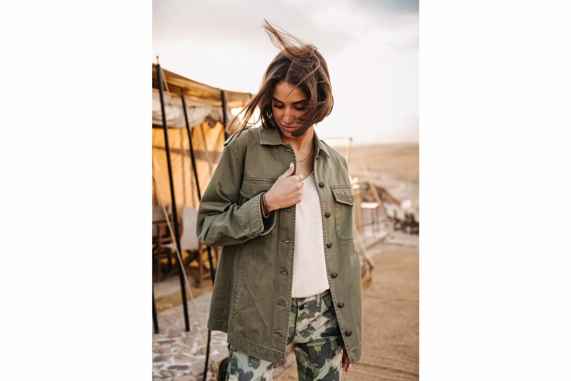 Freeman T Porter Maylis Wild Safari Jacket Woman, Light Khaki Best Sale