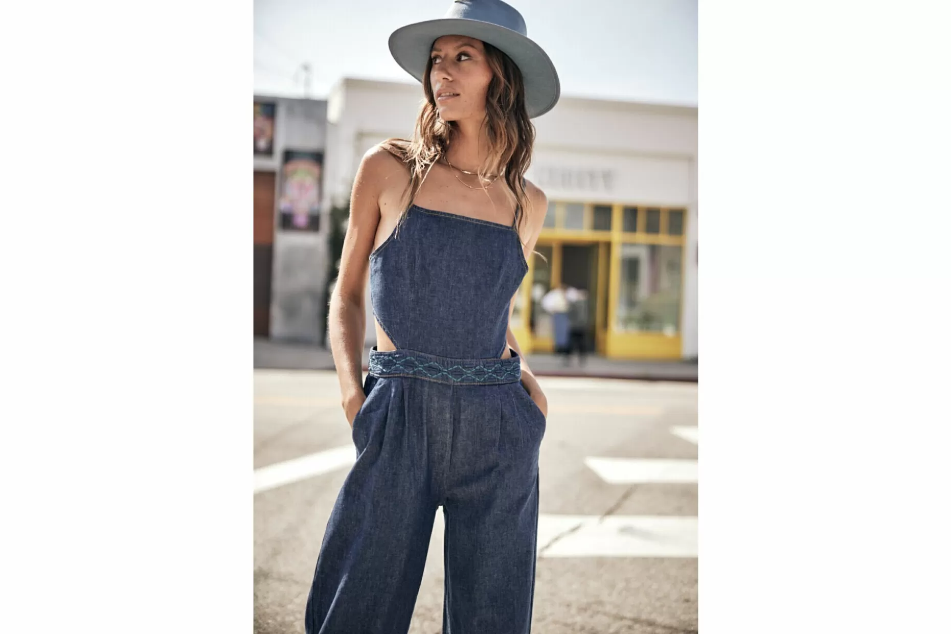 Freeman T Porter Naomie Denim Strapless Jumpsuit Woman, Manzana Dark Store