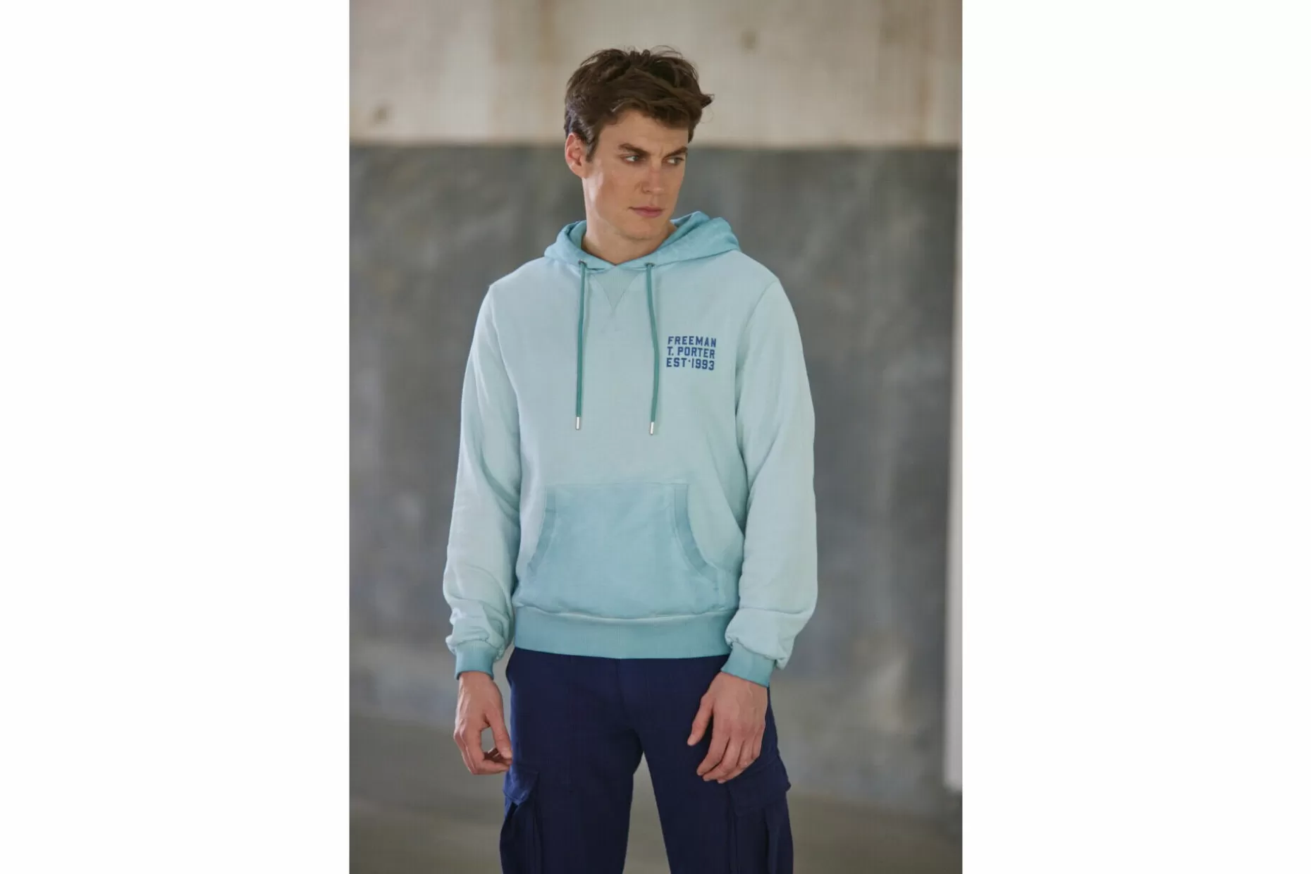 Freeman T Porter Nohan Chillout Loose Hoodie Man, Blue Sky Cheap
