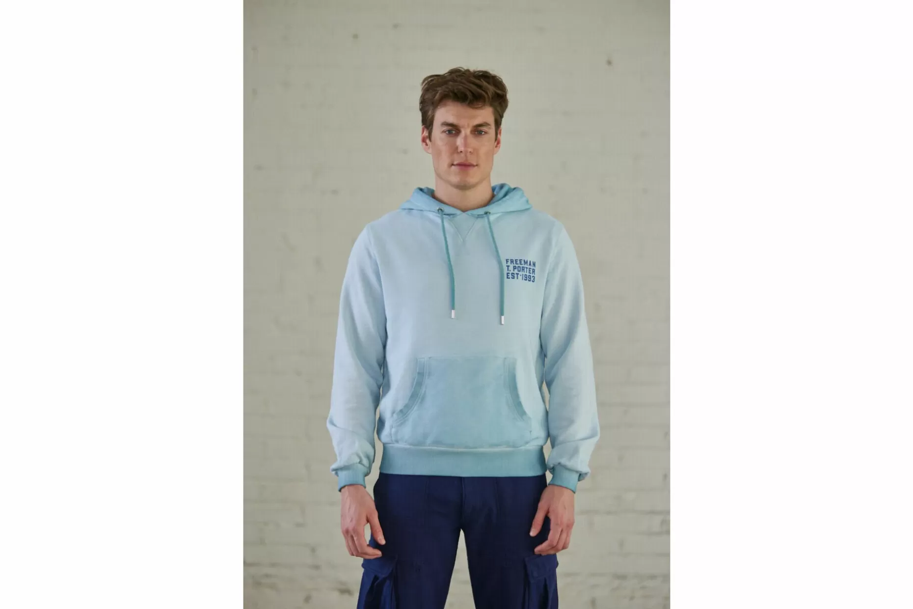 Freeman T Porter Nohan Chillout Loose Hoodie Man, Blue Sky Cheap