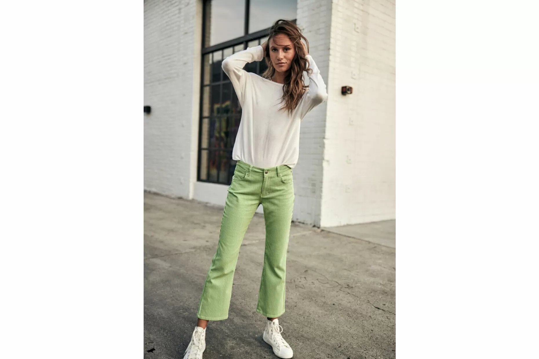 Freeman T Porter Norma Janeiro Bootcut Stripped Pants Woman, Original Flash Sale
