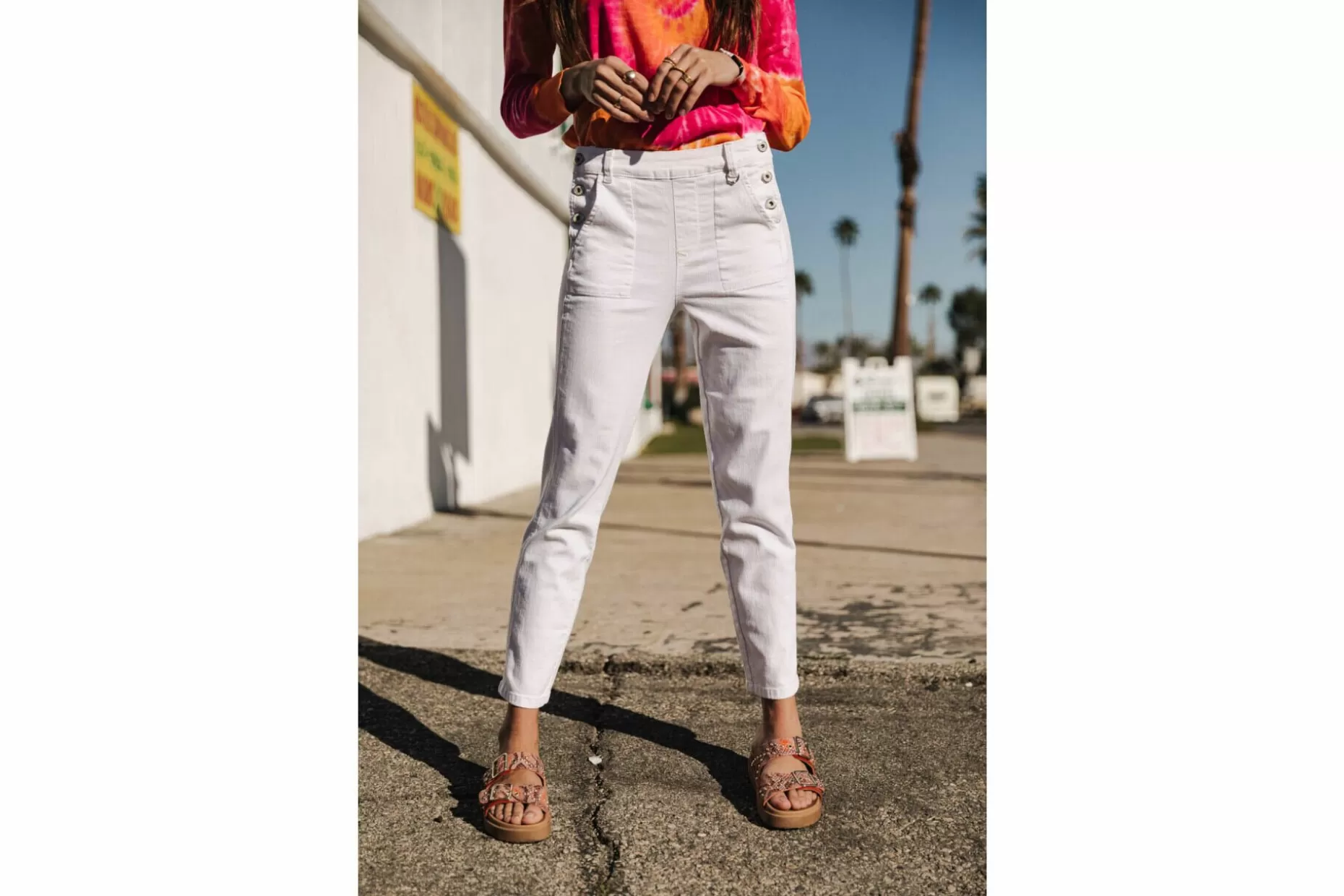 Freeman T Porter Octavia Milky High-Waist Pants Woman, Bright White Best Sale