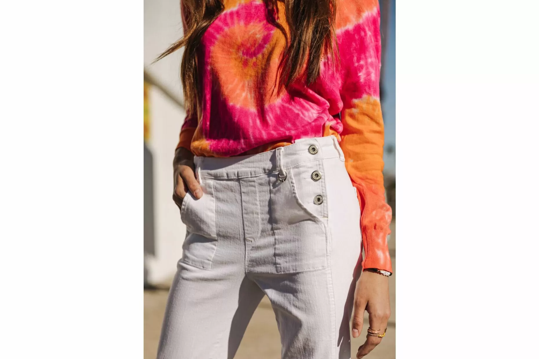 Freeman T Porter Octavia Milky High-Waist Pants Woman, Bright White Best Sale