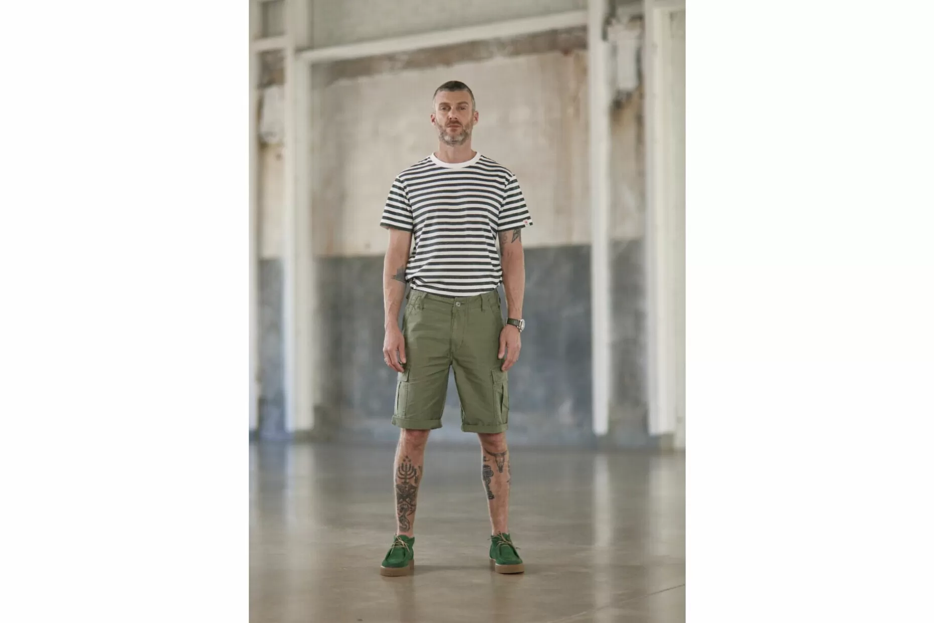 Freeman T Porter Oscar Jerrican Straight Cargo Shorts Man, Army Green Discount