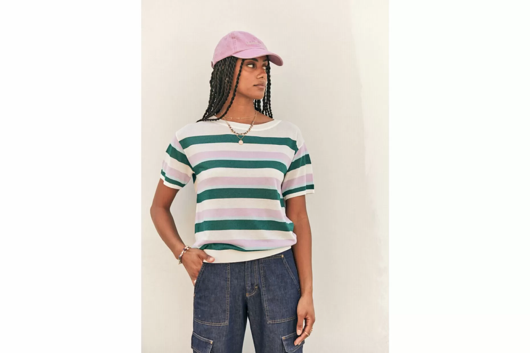 Freeman T Porter Pelona Stripes Straight Sweater Woman, Mauve Best