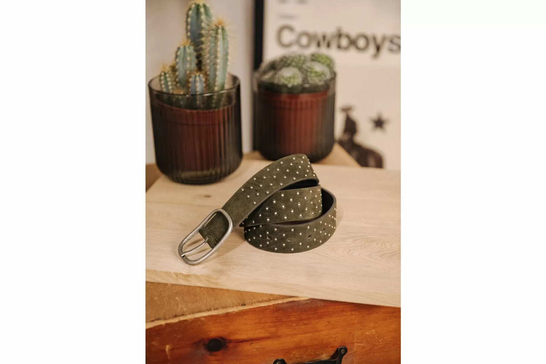 Freeman T Porter Peralta Leather Belt Woman, Khaki New
