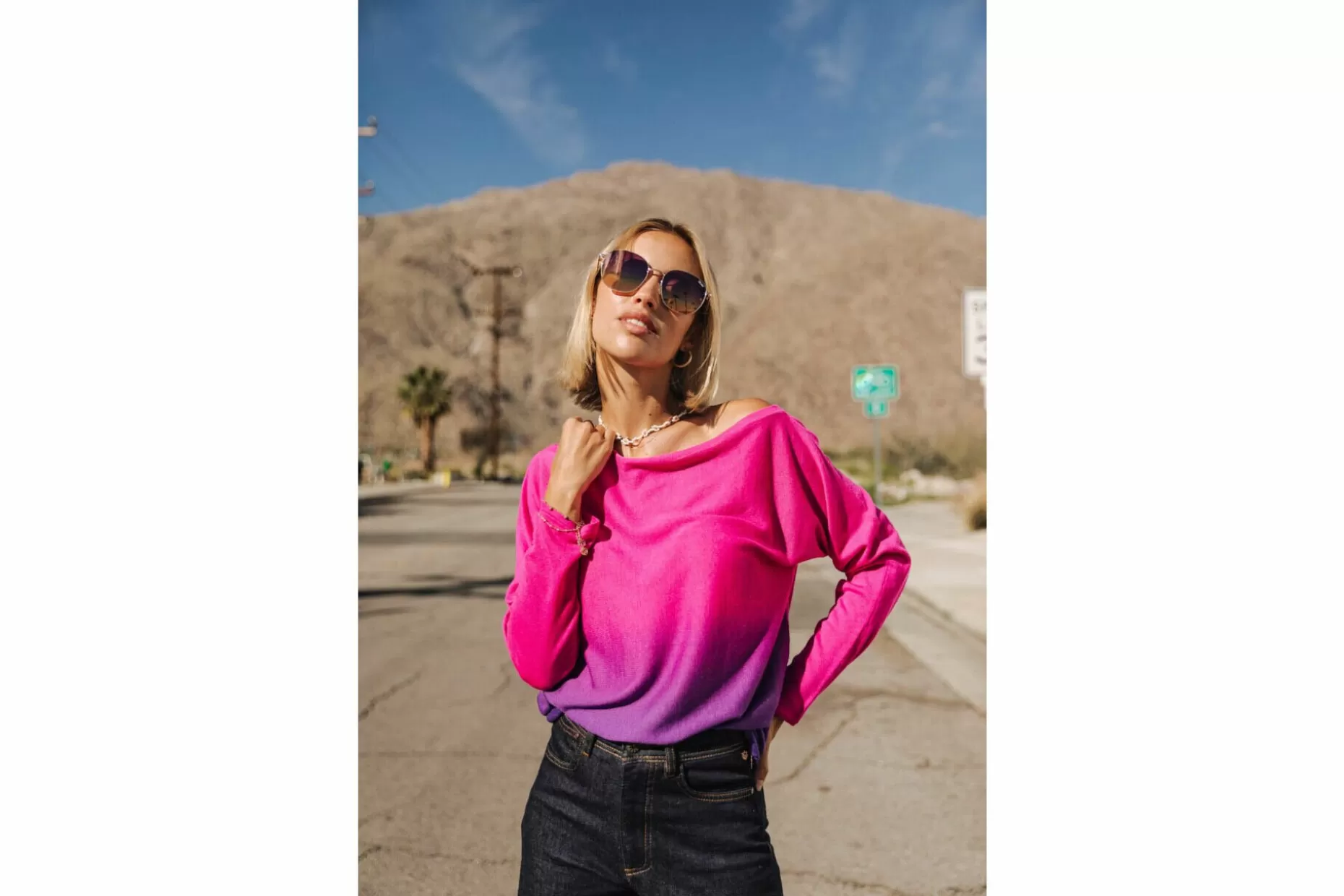 Freeman T Porter Persia Dip Dye Loose-Fit Sweater Woman, Indian Fushia Fashion