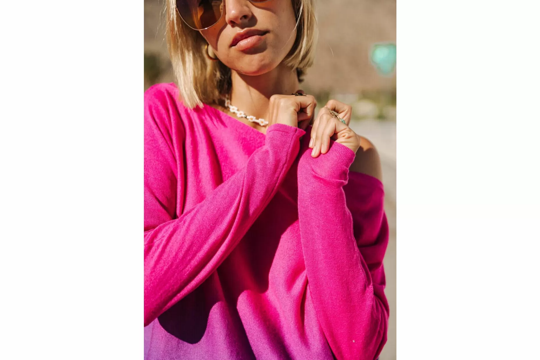 Freeman T Porter Persia Dip Dye Loose-Fit Sweater Woman, Indian Fushia Fashion