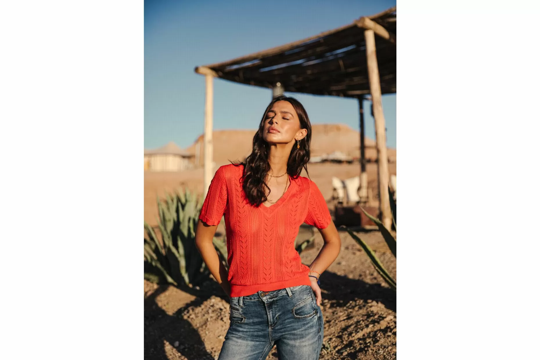 Freeman T Porter Polane Fitted Sweater Woman, Tangerine Tango Hot
