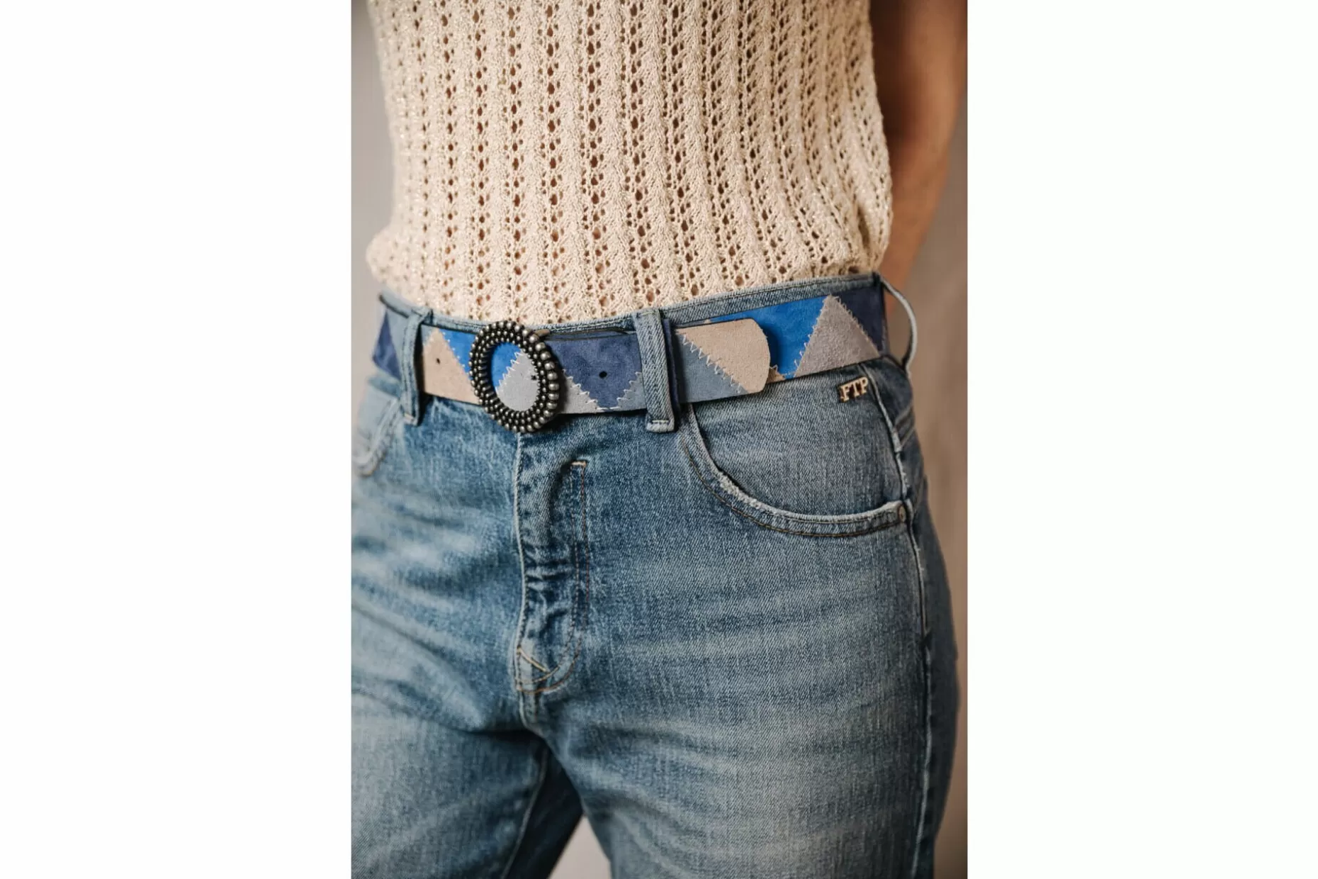 Freeman T Porter Rafaela Leather Belt Woman, Blue Clearance