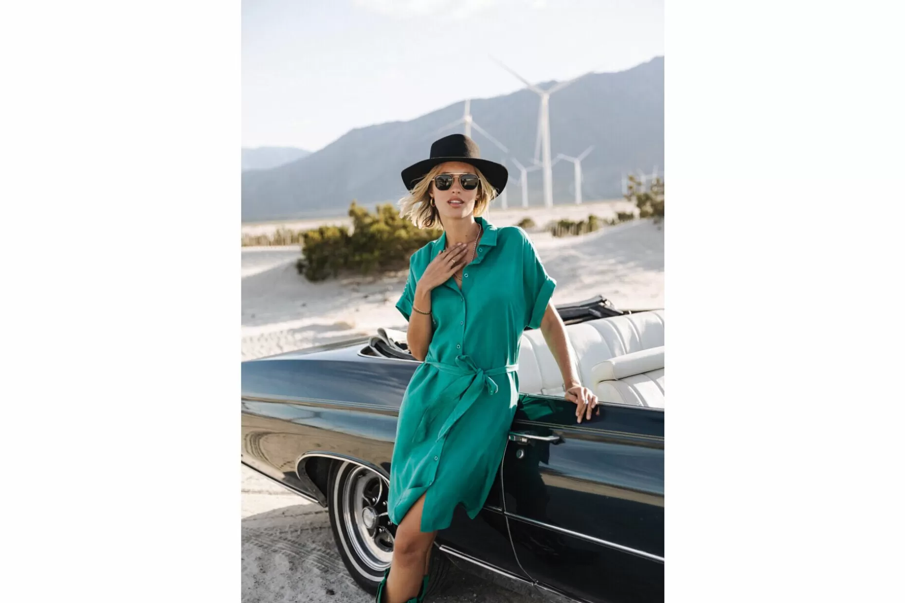 Freeman T Porter Raffia Plain Mid-Length Shirt Dress Woman, Tropical Green Online