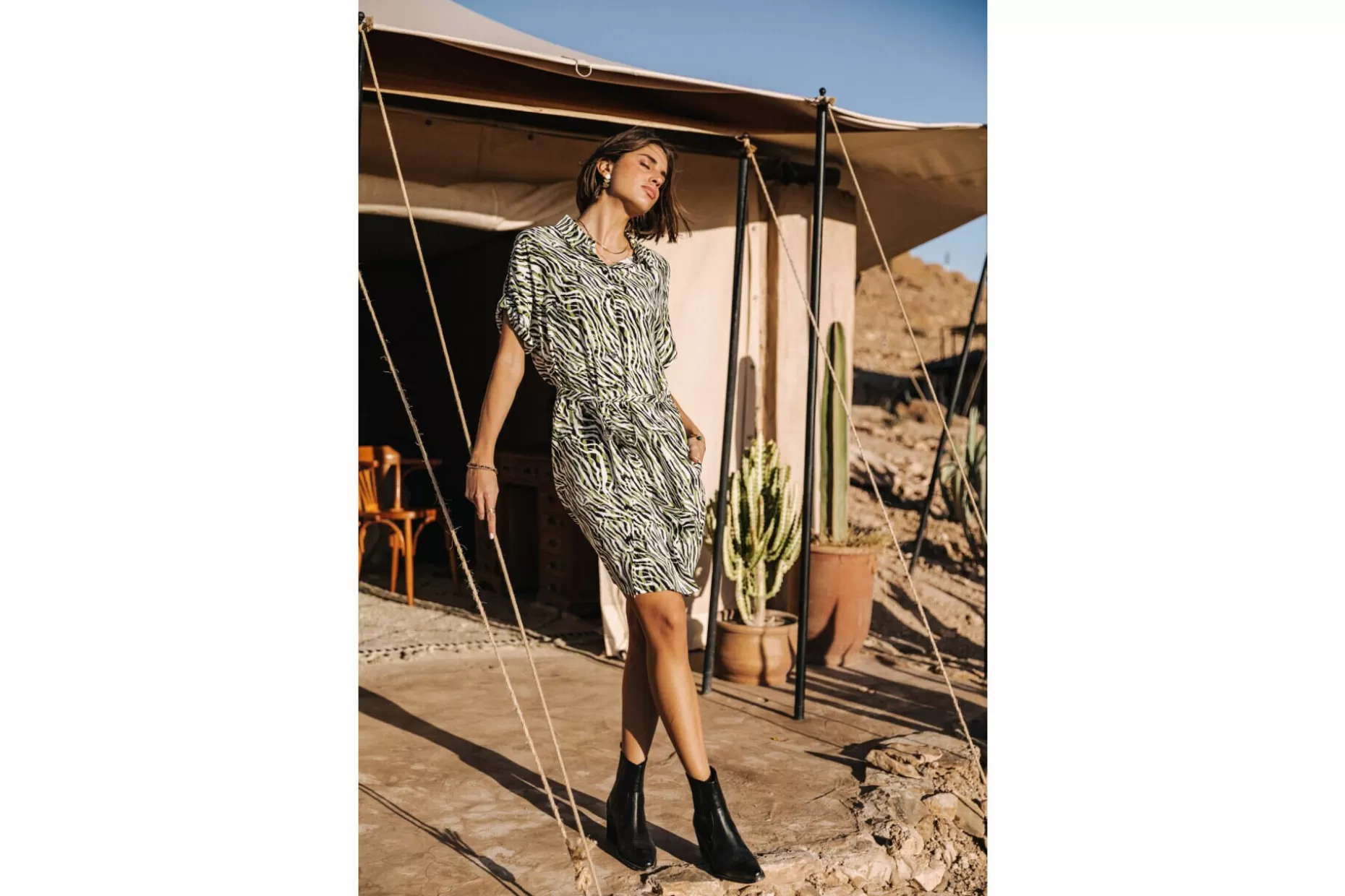 Freeman T Porter Raffia Tigerly Mid-Length Shirt Dress Woman, Calla Green Shop