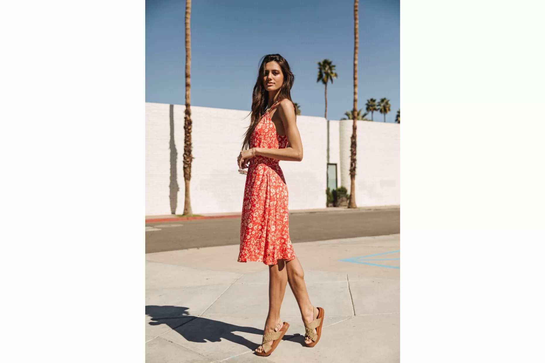 Freeman T Porter Raffine Daisy Mid-Length Dress Woman, Fiesta Red Online