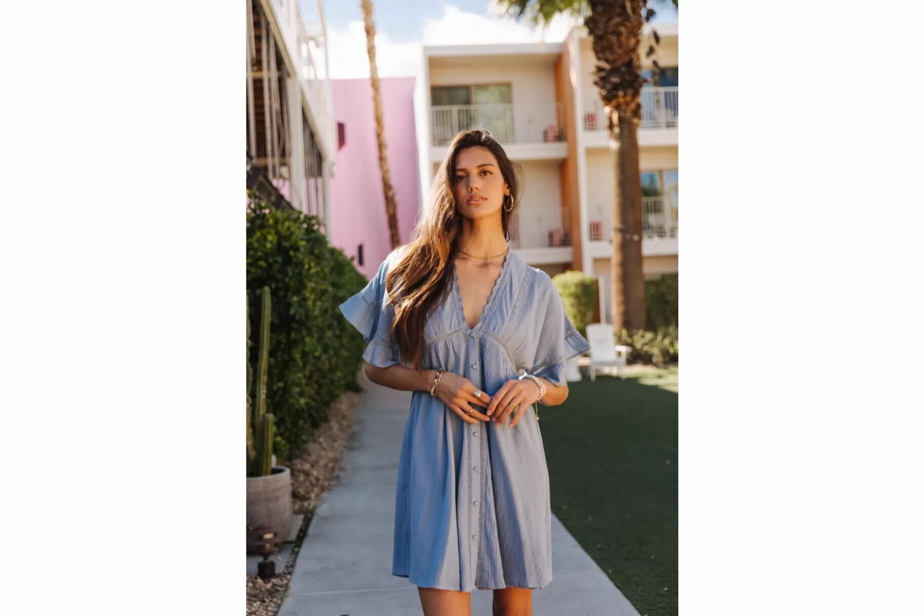 Freeman T Porter Ralia Plain Color Short Dress Woman, Allure Blue Clearance