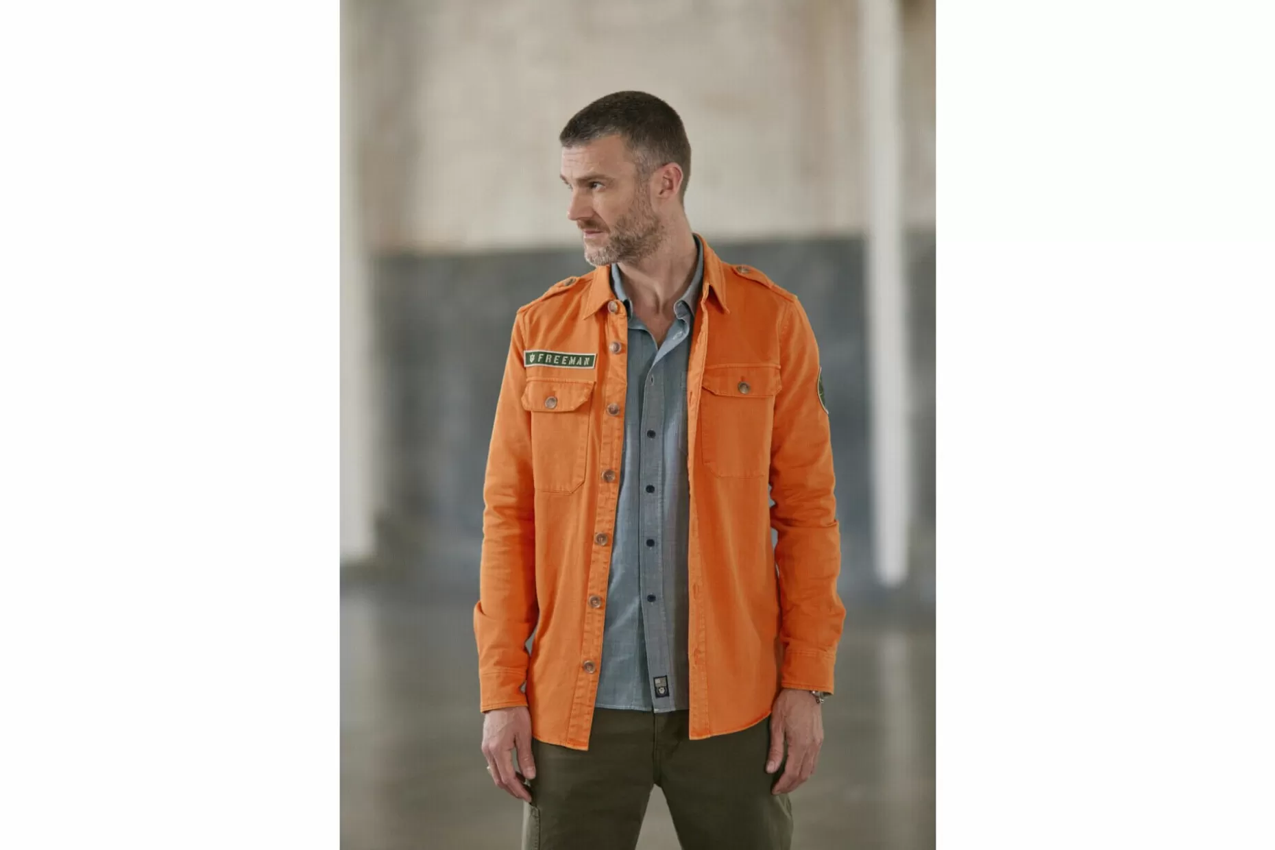 Freeman T Porter Raven Scrapper Straight Military Jacket Man, Tangerine Tango Shop