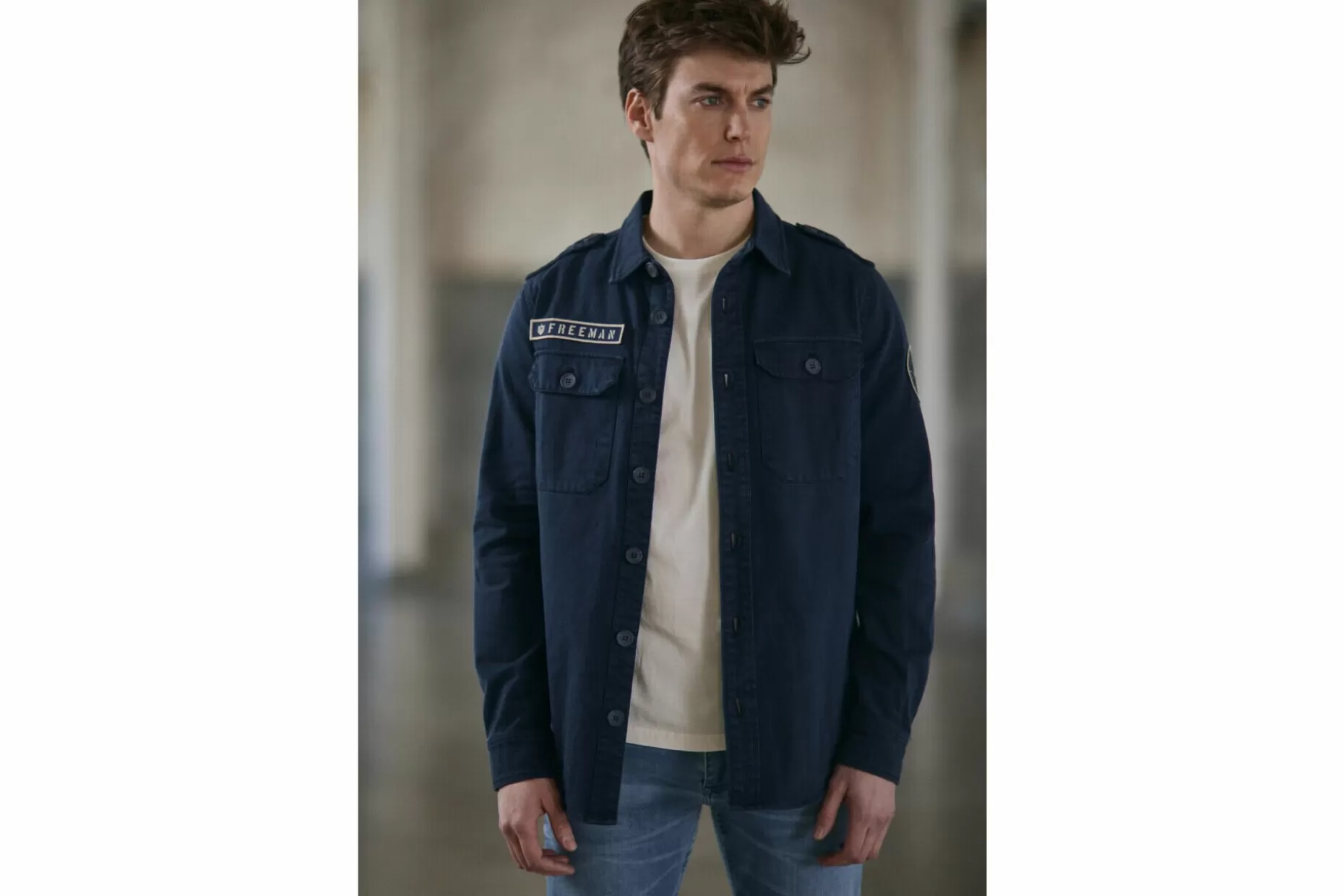 Freeman T Porter Raven Scrapper Straight Military Jacket Man, Storm Best Sale