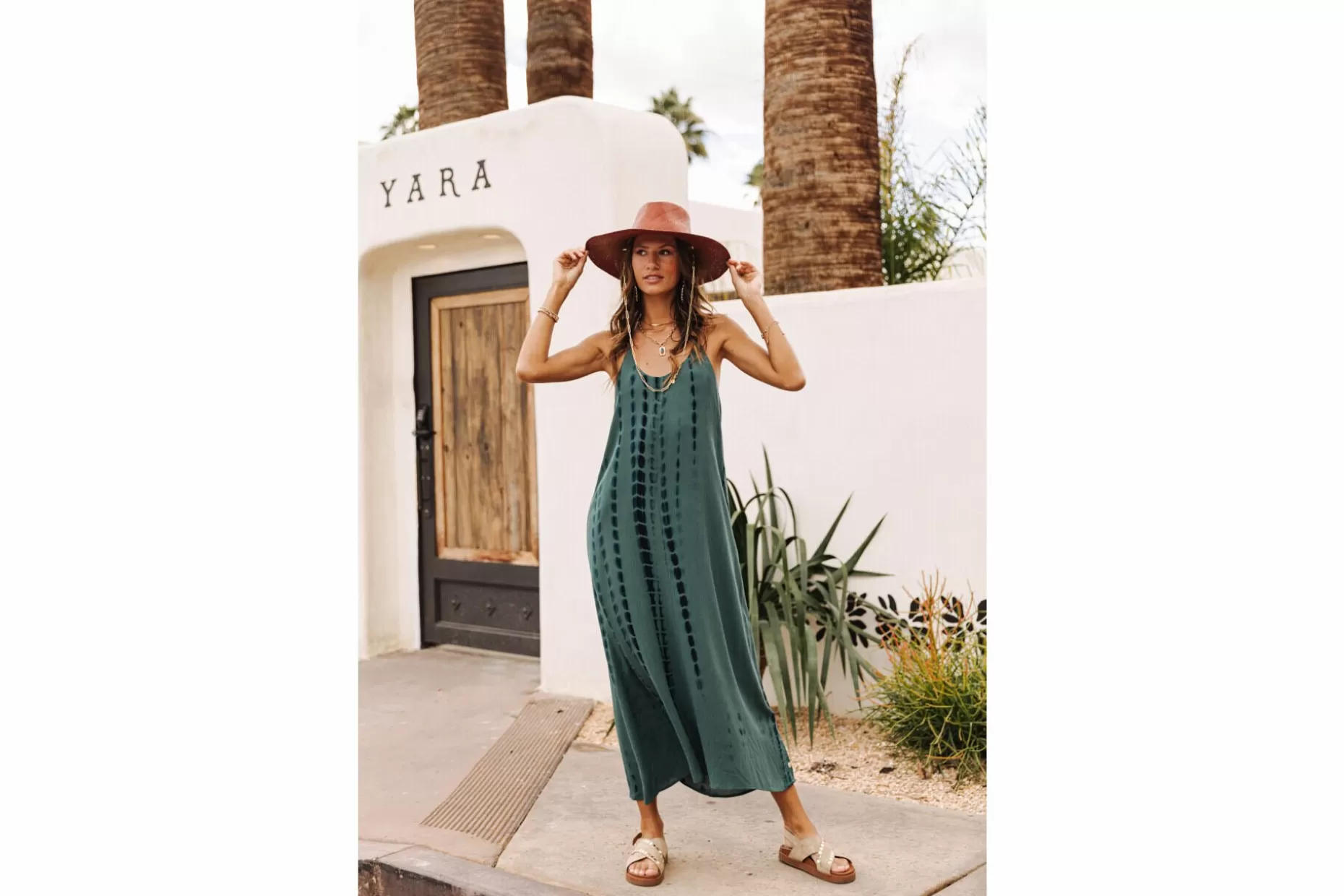Freeman T Porter Reeda Tie & Dye Long Printed Dress Woman, Mallard Green Flash Sale