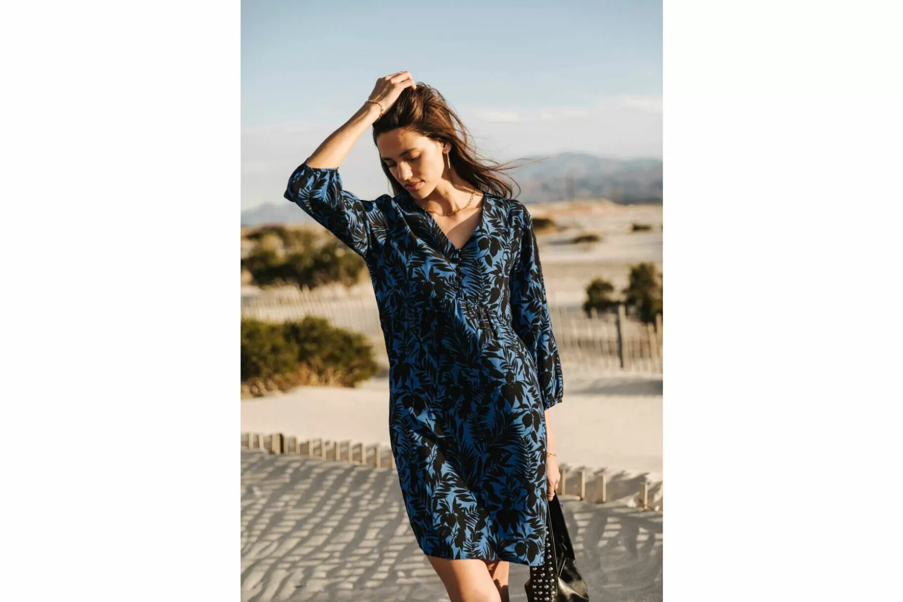 Freeman T Porter Reeka Acacia Long Sleeves Short Dress Woman, Electric Blue Sale
