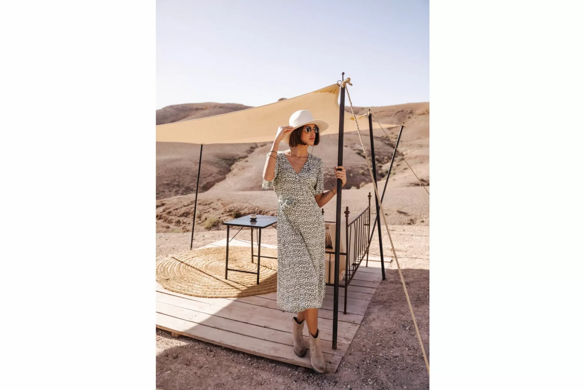 Freeman T Porter Rifa Plum Long Wrap Dress Woman, Oil Green Flash Sale