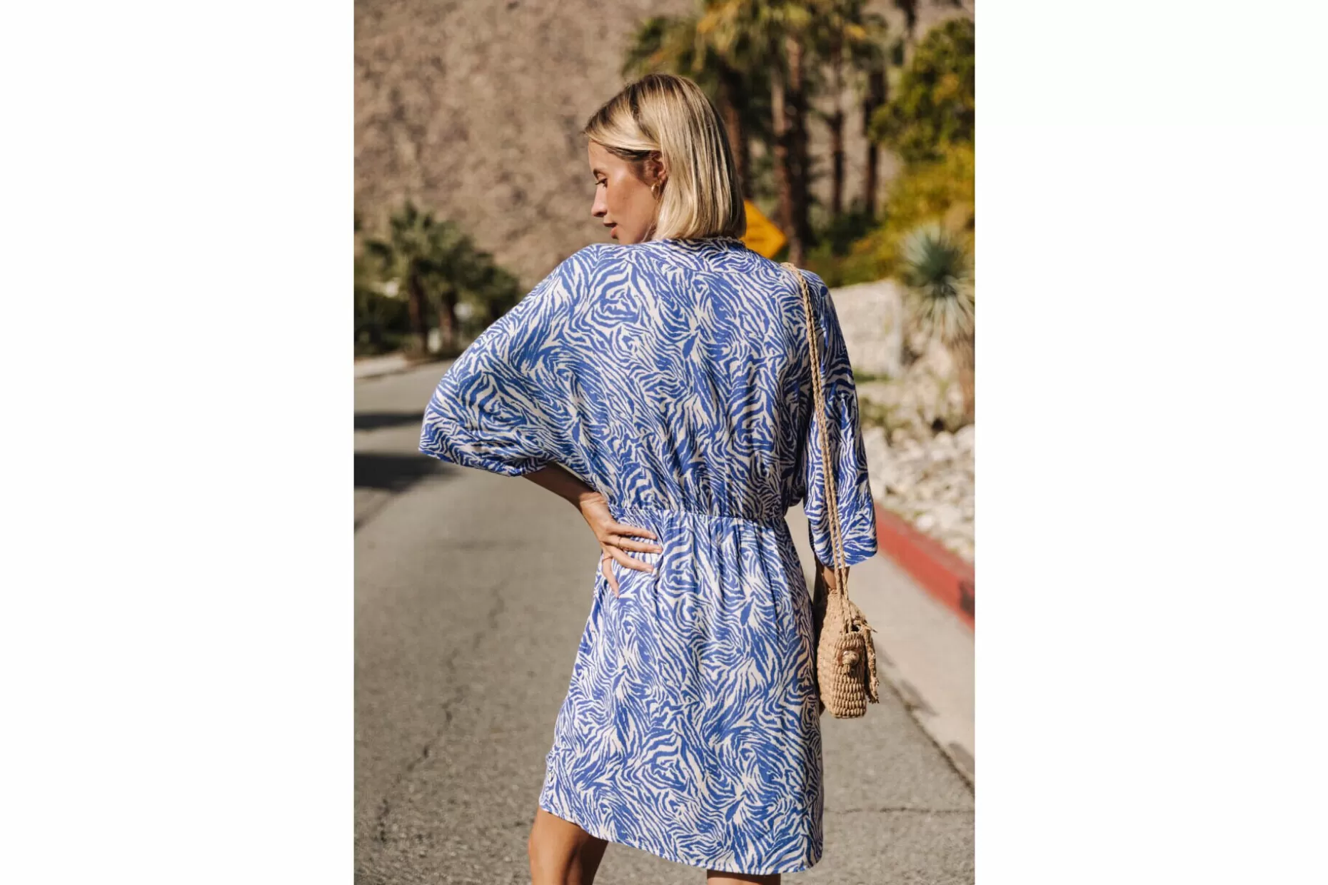 Freeman T Porter Roza Zebrure Short Dress Woman, Dazzling Blue New