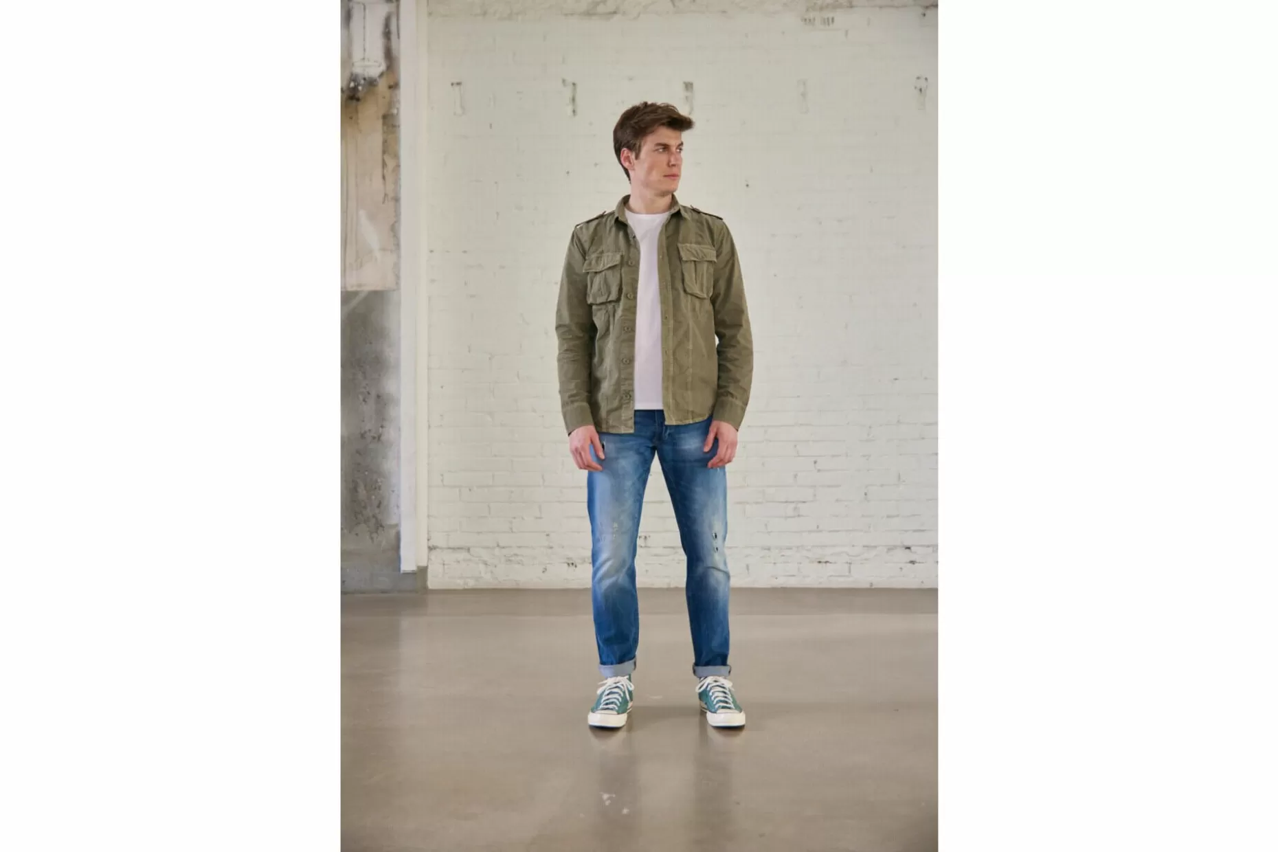 Freeman T Porter Sacha Ripstop Long Sleeve Shirt Man, Dusty Olive Cheap