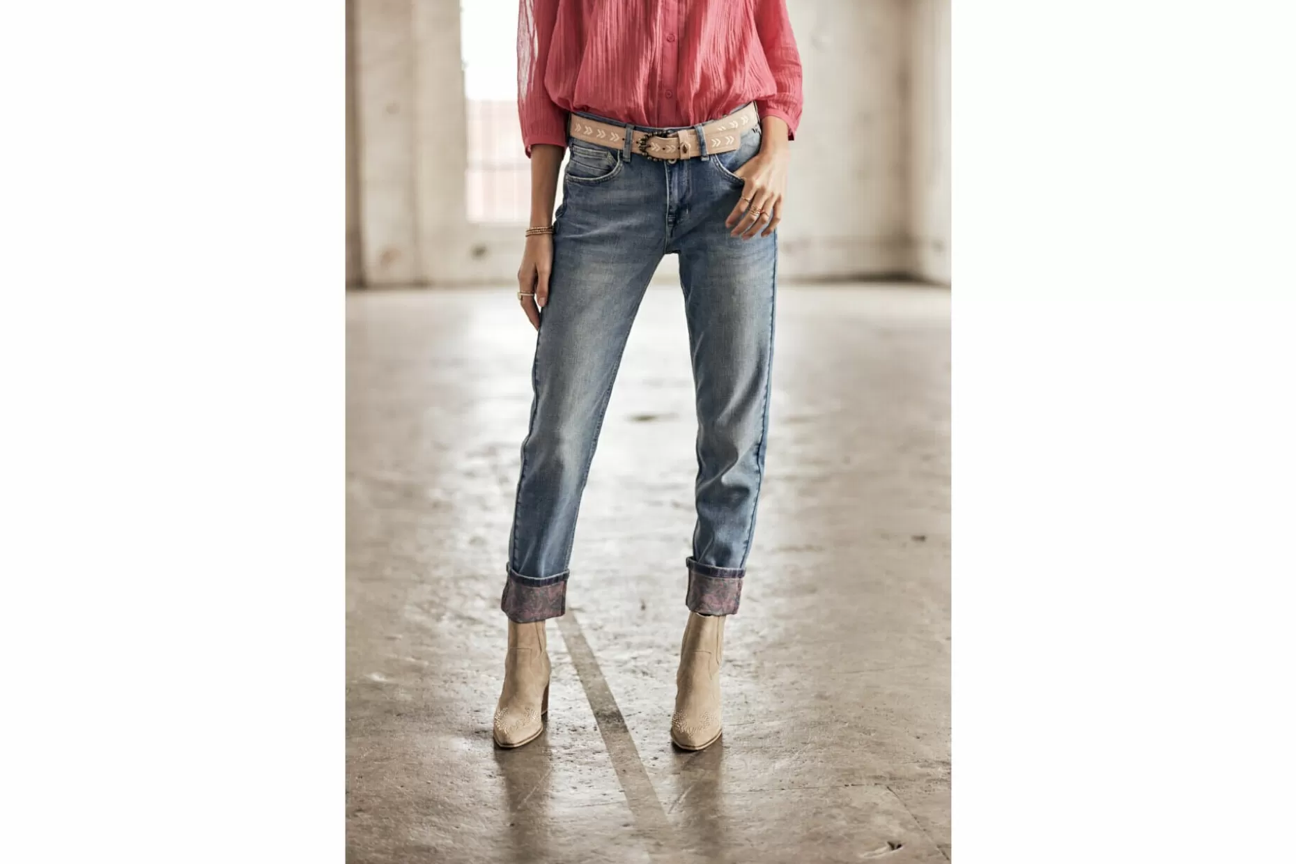 Freeman T Porter Salome Cuffed Bottom Jeans Woman, Pamplone Clearance