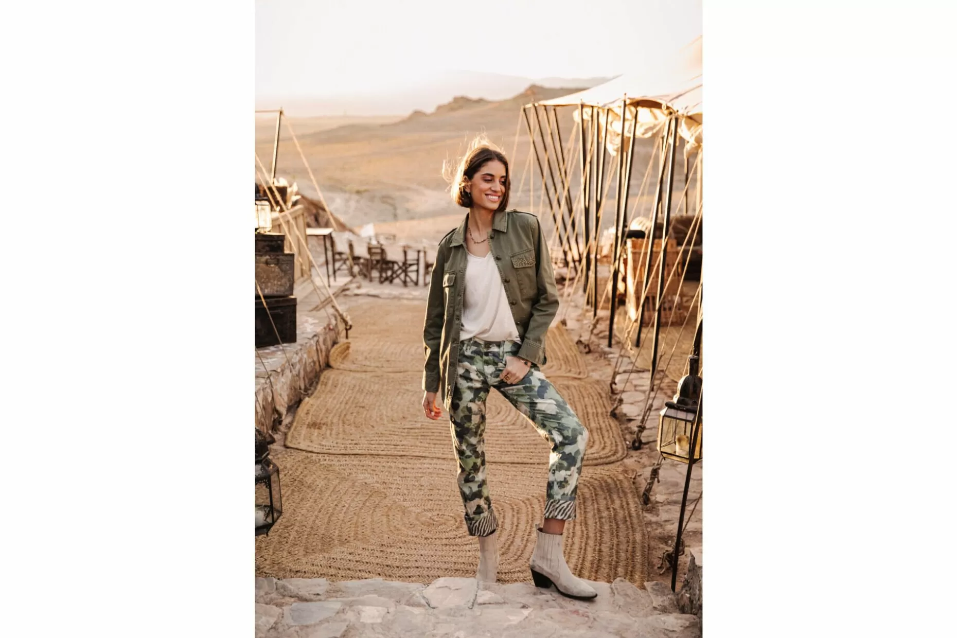 Freeman T Porter Salome Scrubby Printed Pants With Lapels Woman, Original Fashion