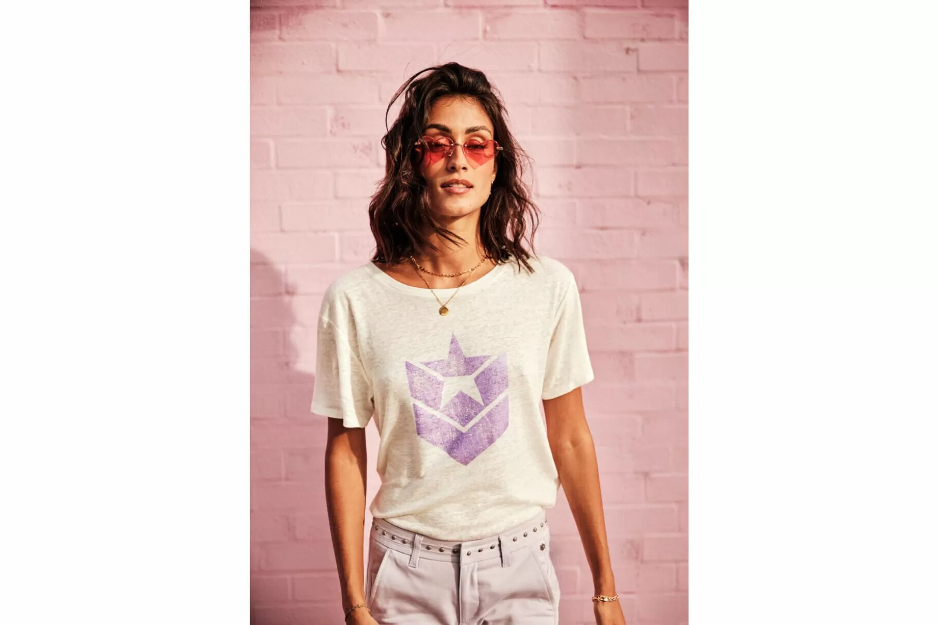 Freeman T Porter Suria Icon Short Sleeve T-Shirt Woman, Violet Tulle Cheap