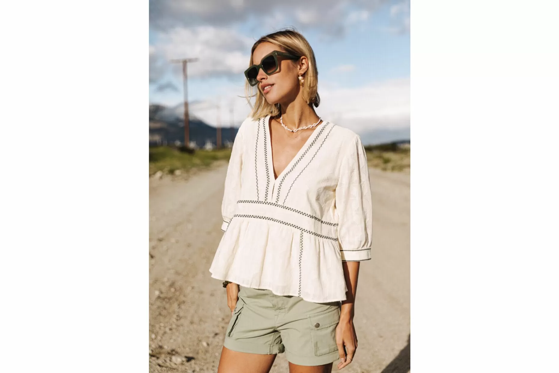 Freeman T Porter Telinda Plain Color Loose Blouse Woman, Ecru Shop