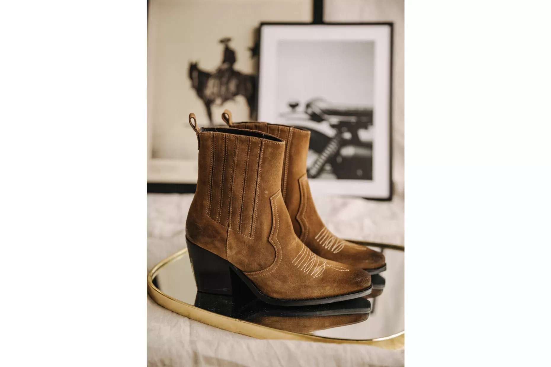 Freeman T Porter Teresa Suede Leather Boots Woman, Tobacco Brown Shop