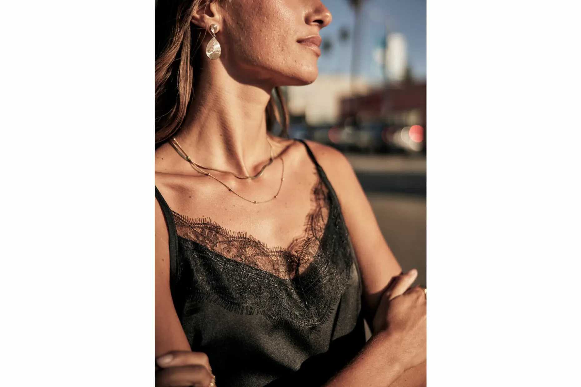 Freeman T Porter Thylia Lace Fabric Mix Caraco Lace Woman, Black Cheap