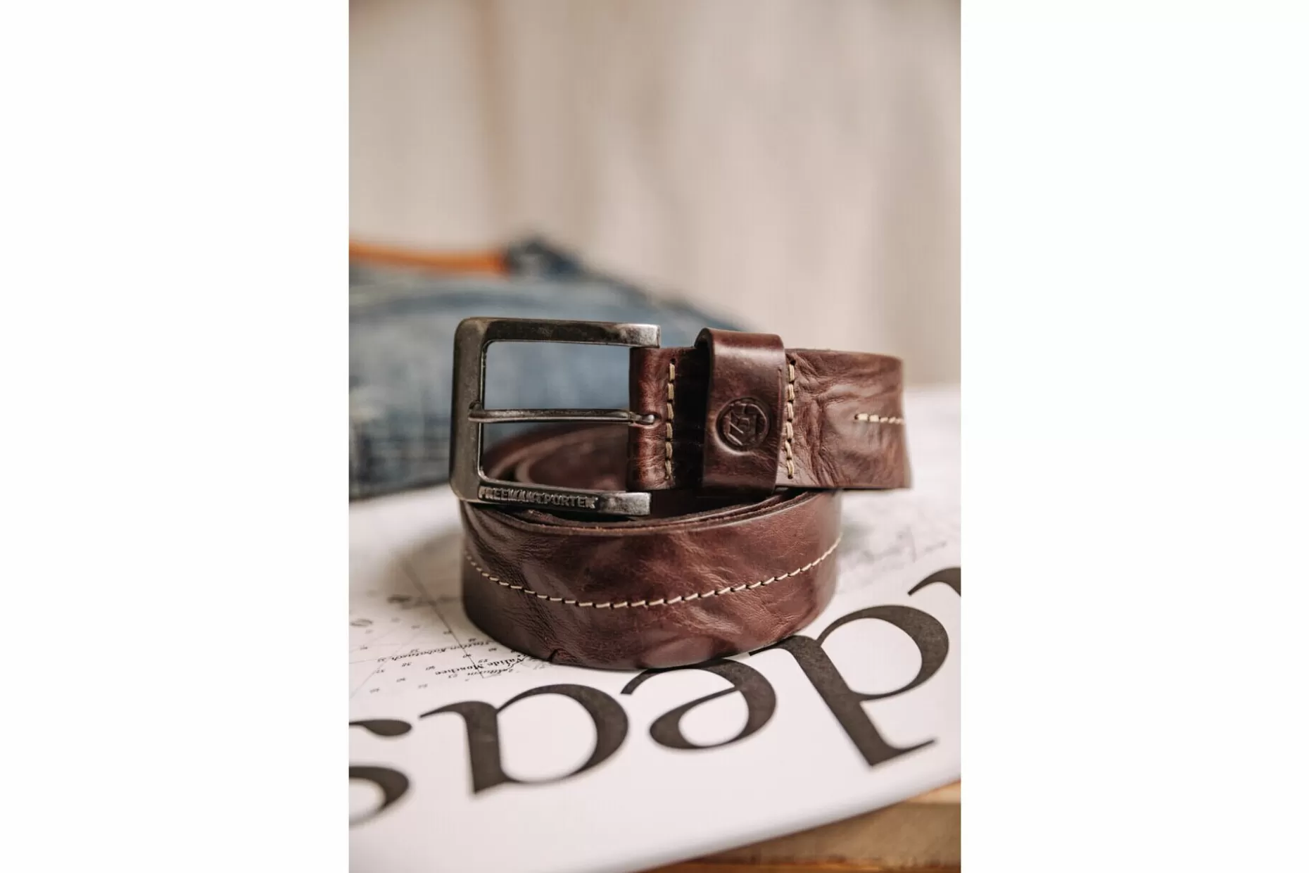 Freeman T Porter Tibby Leather Belt Man, Brown Fashion