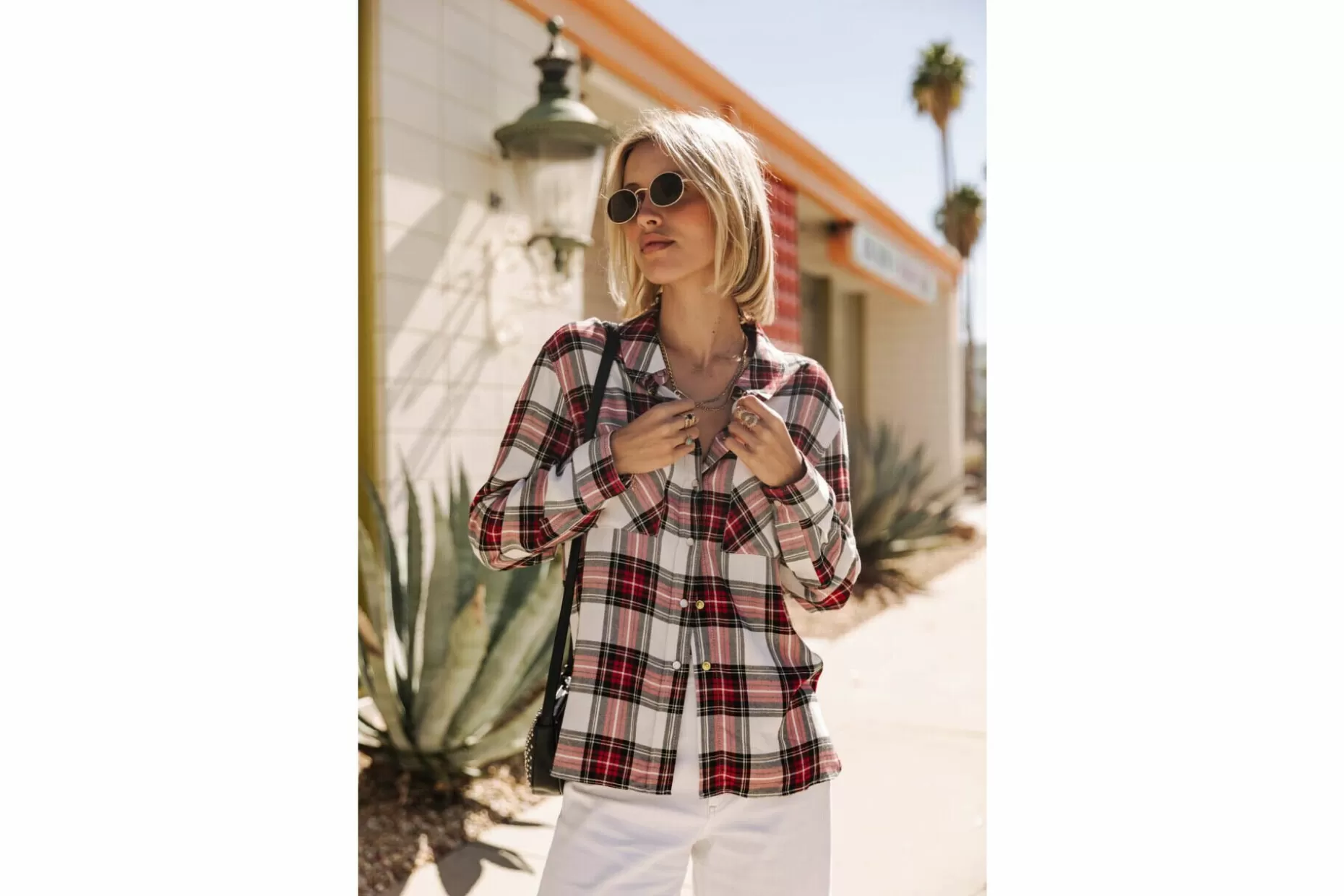 Freeman T Porter Tickya Plaid Kariertes Hemd Woman, White Fashion