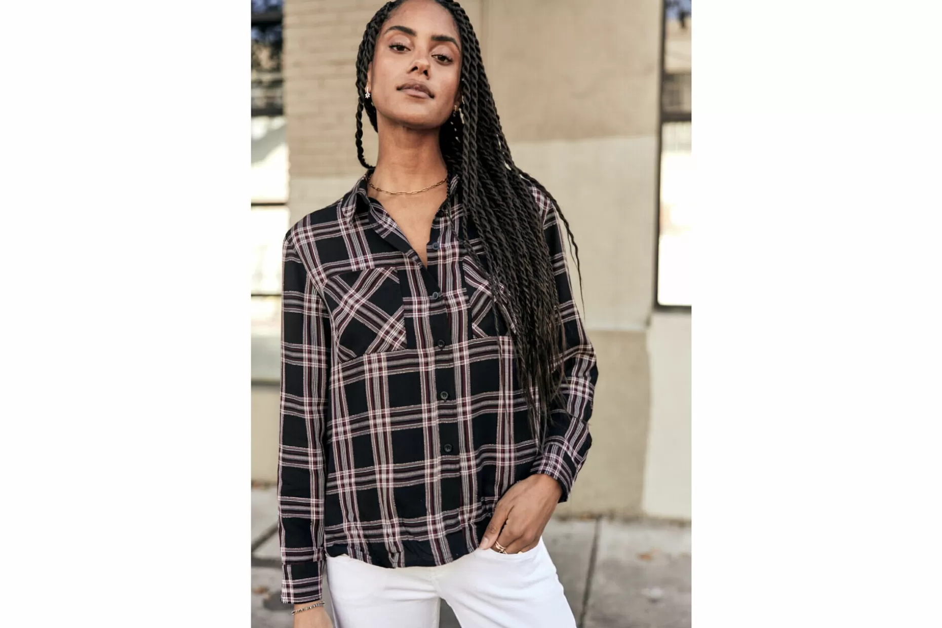 Freeman T Porter Tickya Plaid Kariertes Hemd Woman, Black Store