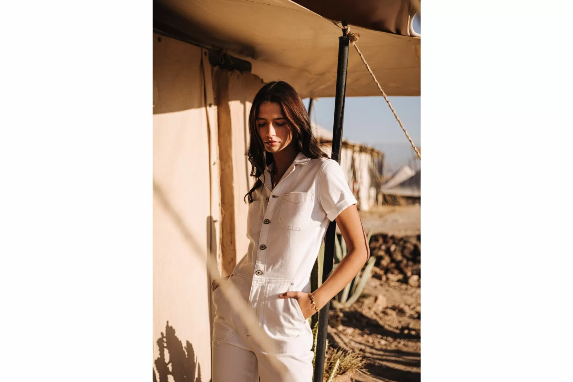 Freeman T Porter Tifany Andalousia Fitted Jumpsuit Woman, Off White Flash Sale