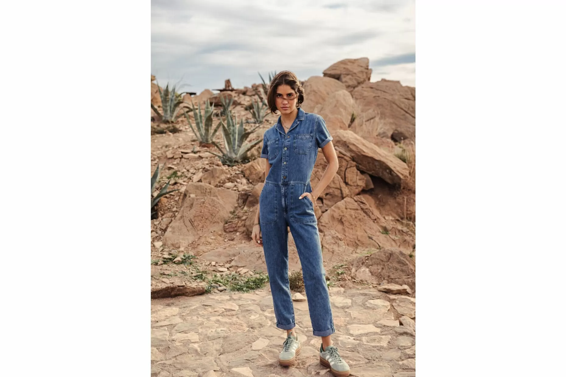 Freeman T Porter Tifany Denim Fitted Jumpsuit Woman, Manzana Med Outlet