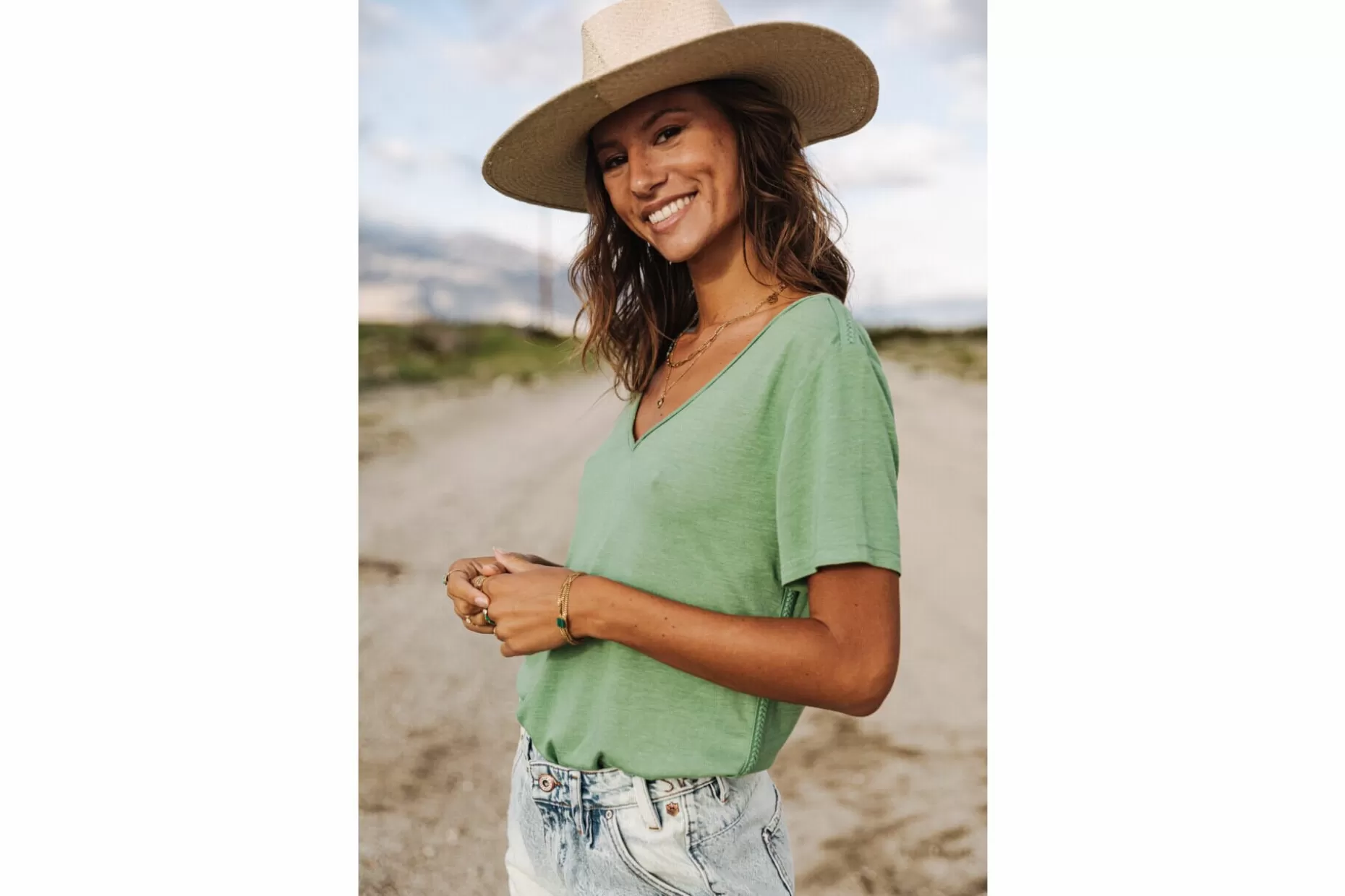 Freeman T Porter Tobby Fancy V-Neck T-Shirt Woman, Loden Frost Shop