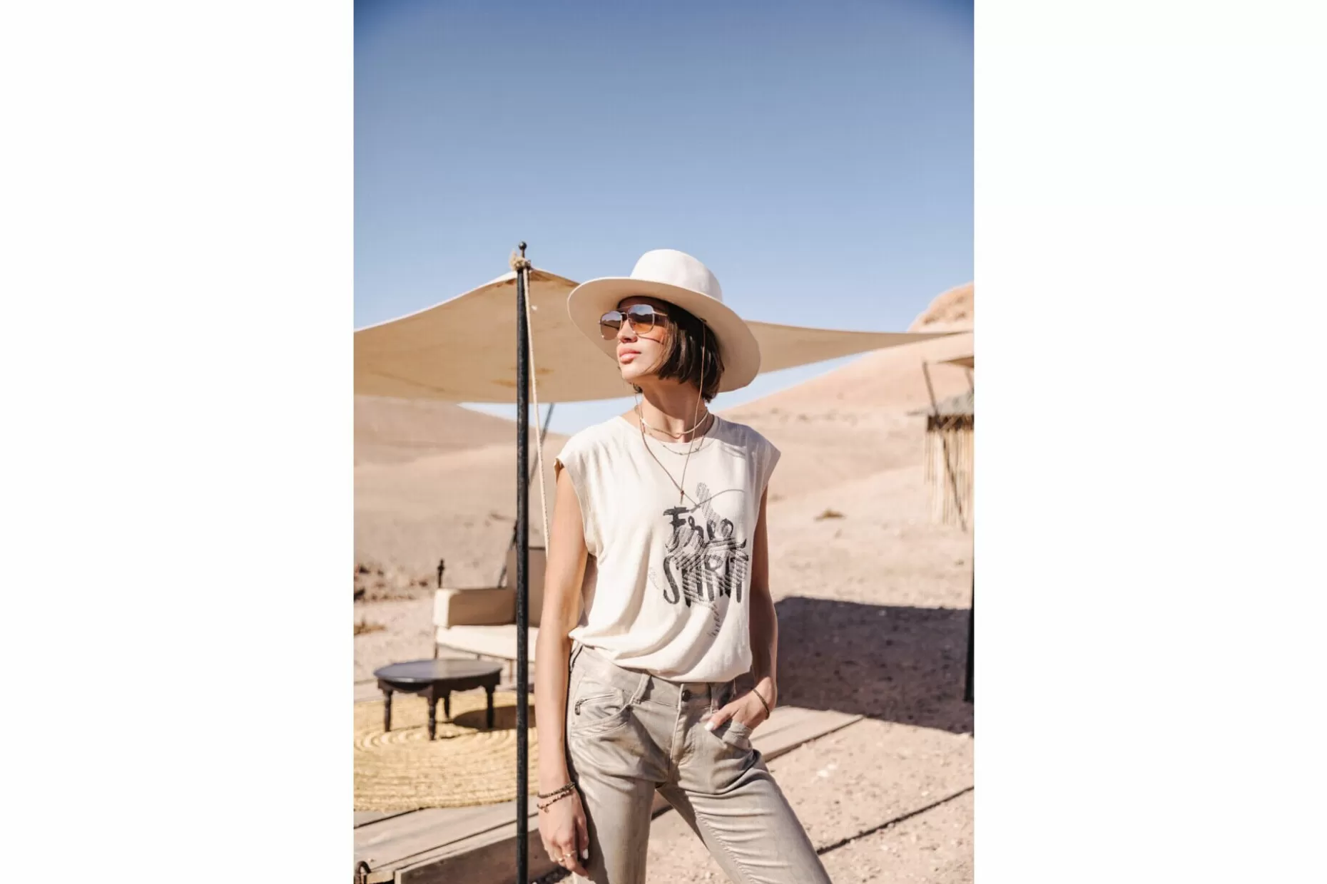 Freeman T Porter Tobine Free Spirit Printed T-Shirt Woman, Fog Best Sale